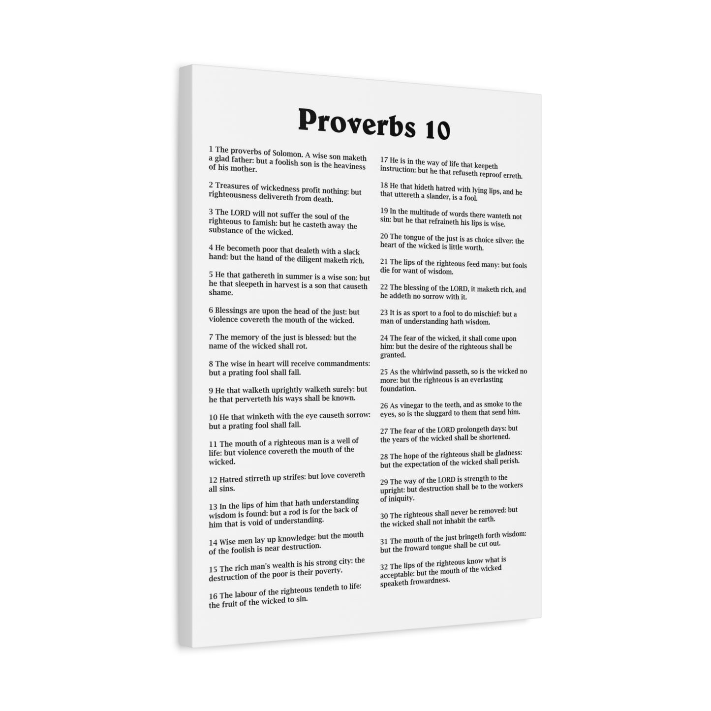 Scripture Walls Proverbs Chapter 10 White Bible Canvas Christian Wall Art Ready to Hang Unframed