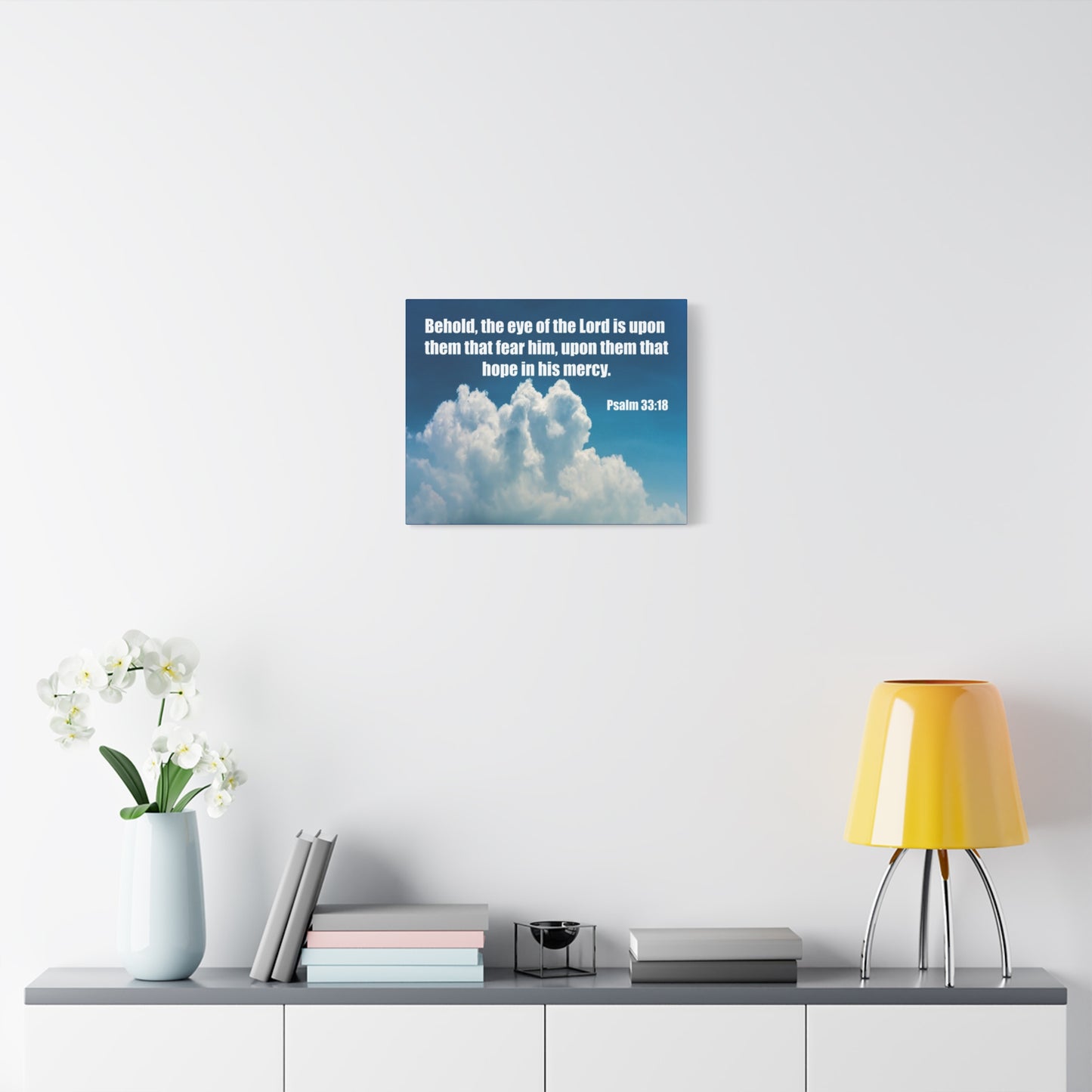 Bible Verse Canvas Hope in His Mercy Psalm 33:18 Christian Home Décor Wall Art Scripture Ready to Hang Faith Print