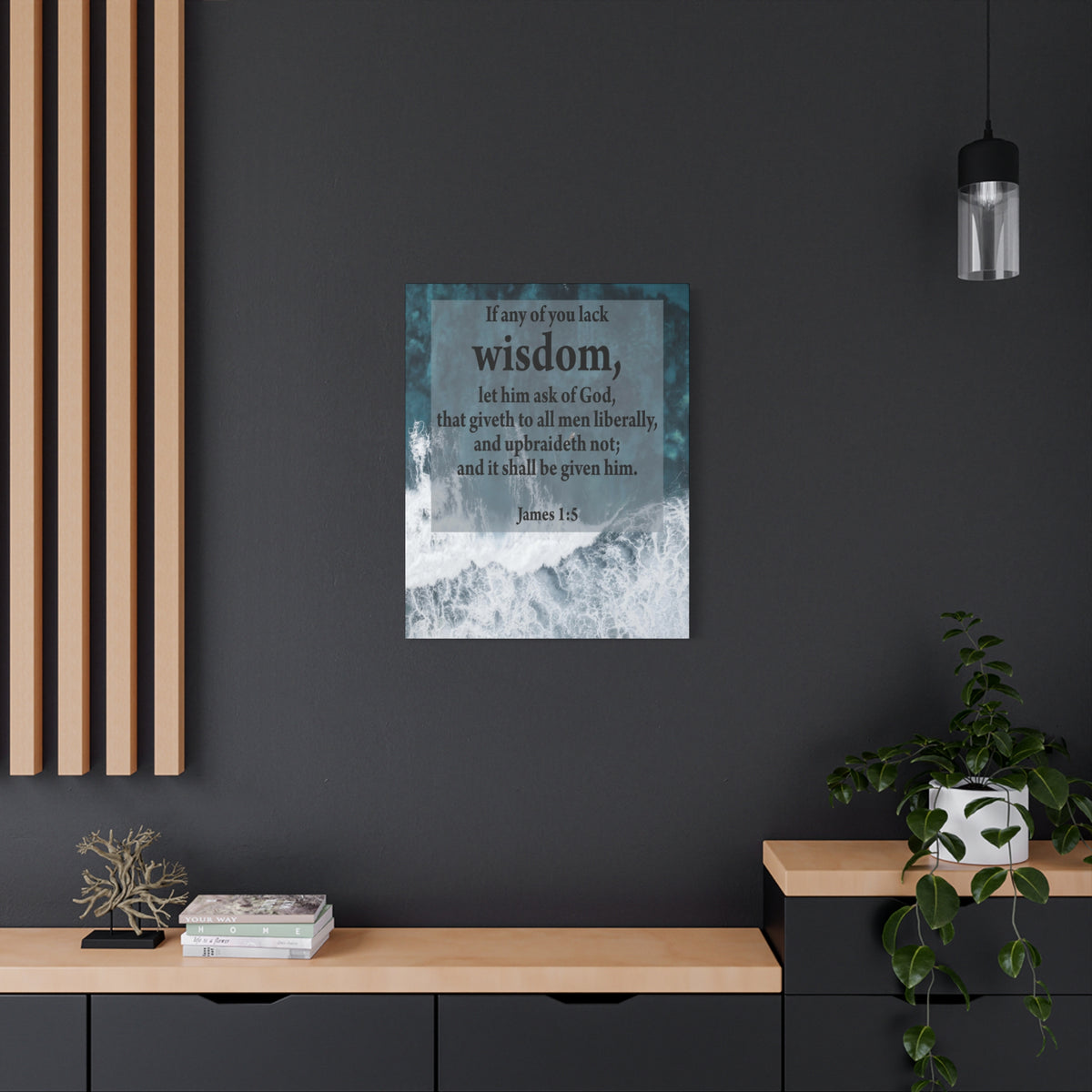 Scripture Canvas Lack Wisdom James 1:5 Christian Wall Art Bible Verse Print Ready to Hang