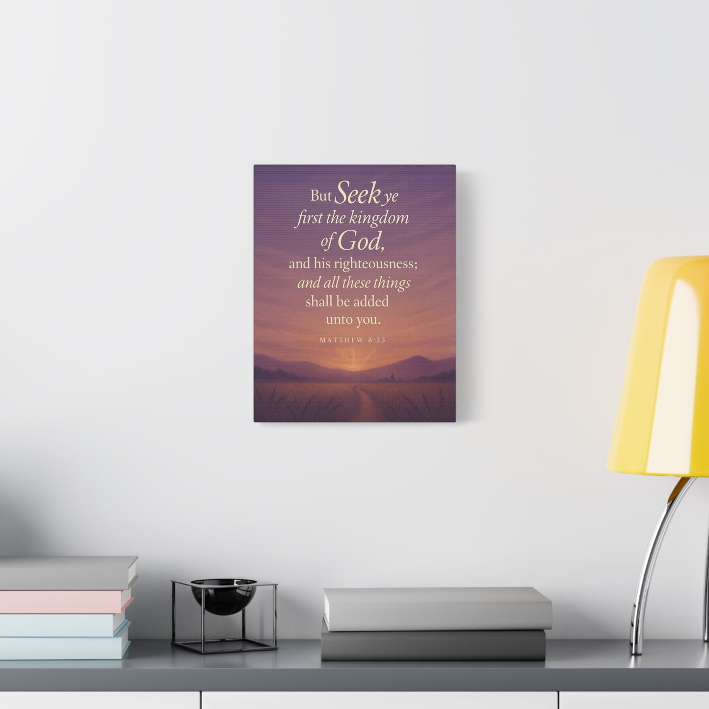 Bible Verse Canvas Matthew 6:33 Christian Home Décor Wall Art Scripture Ready to Hang Faith Print