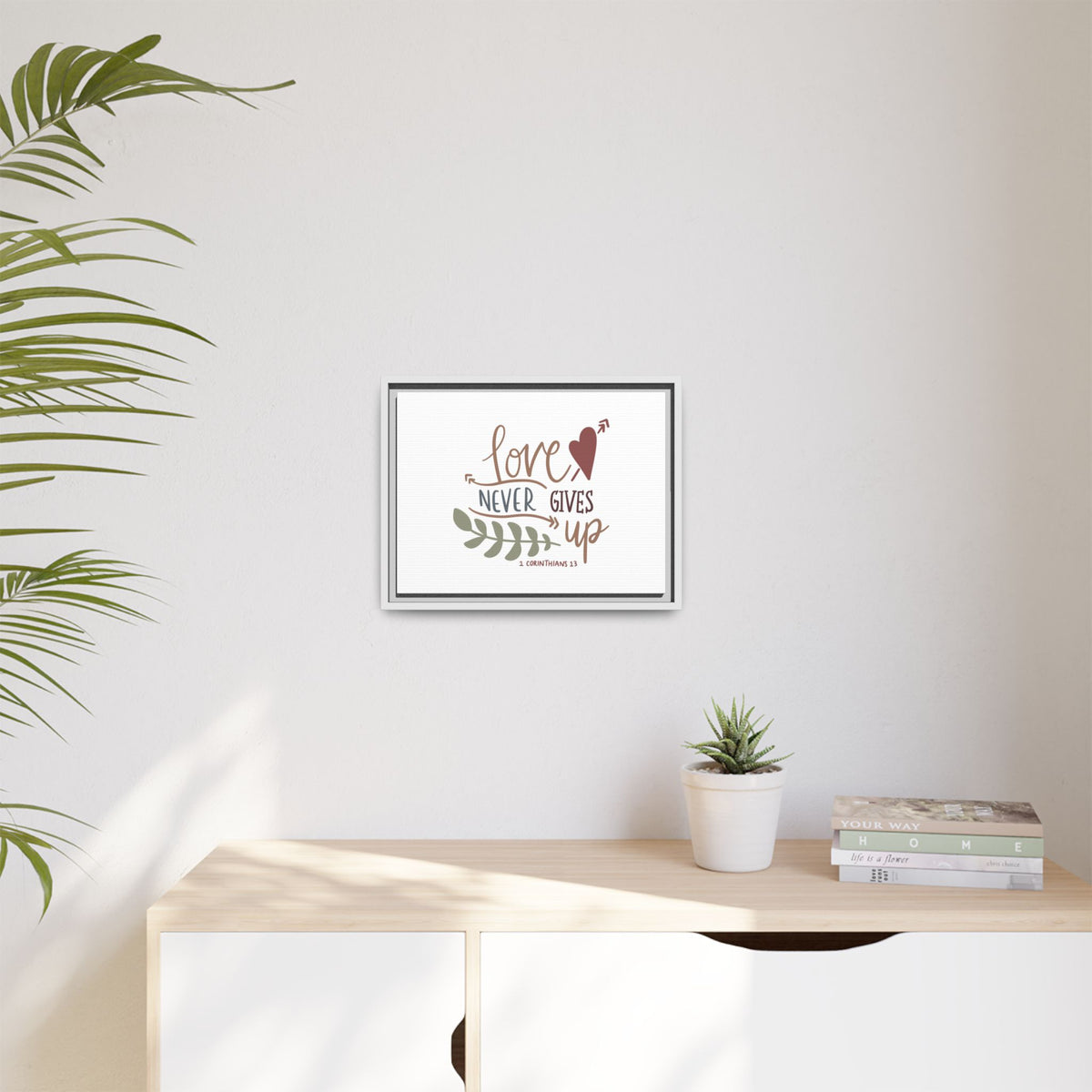 Scripture Canvas Love Never Gives Up 1 Corinthians 13 Christian Wall Art Bible Verse Print Ready to Hang