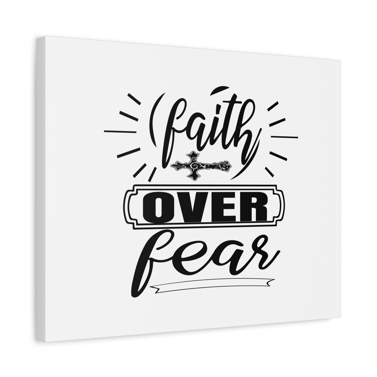 Scripture Canvas Faith Over Fear Mark 4:40 Side Cross Christian Wall Art Bible Verse Print Ready to Hang
