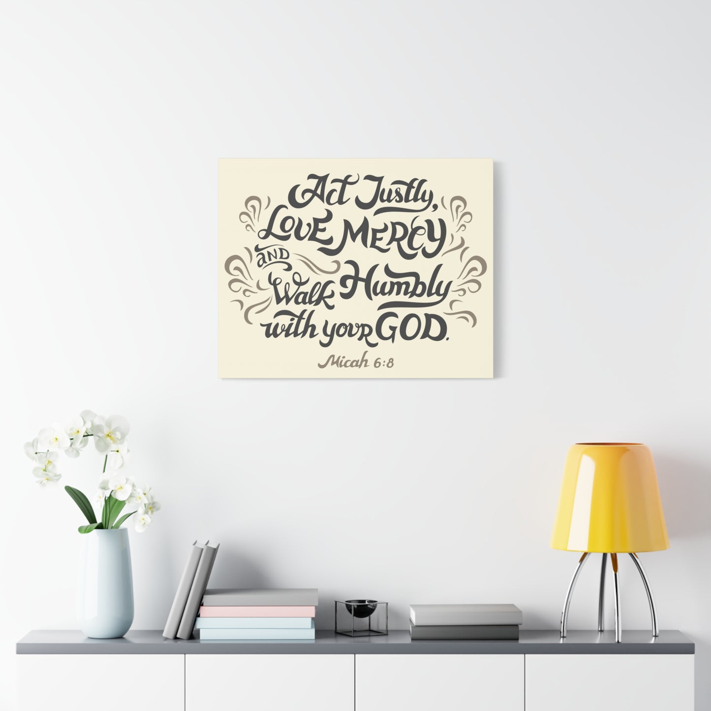 Scripture Canvas Act Justly Walk Humbly Micah 6:8 Christian Wall Art Bible Verse Print Ready To Hang
