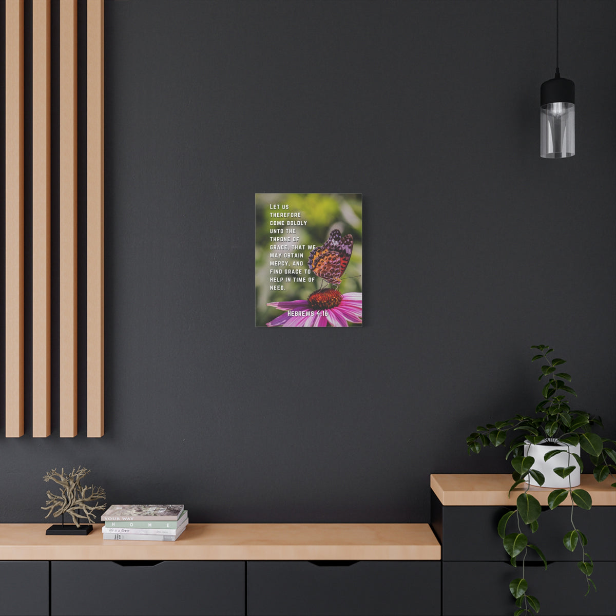 Scripture Canvas Throne Of Grace Hebrews 4:16 Christian Wall Art Bible Verse Print Ready to Hang