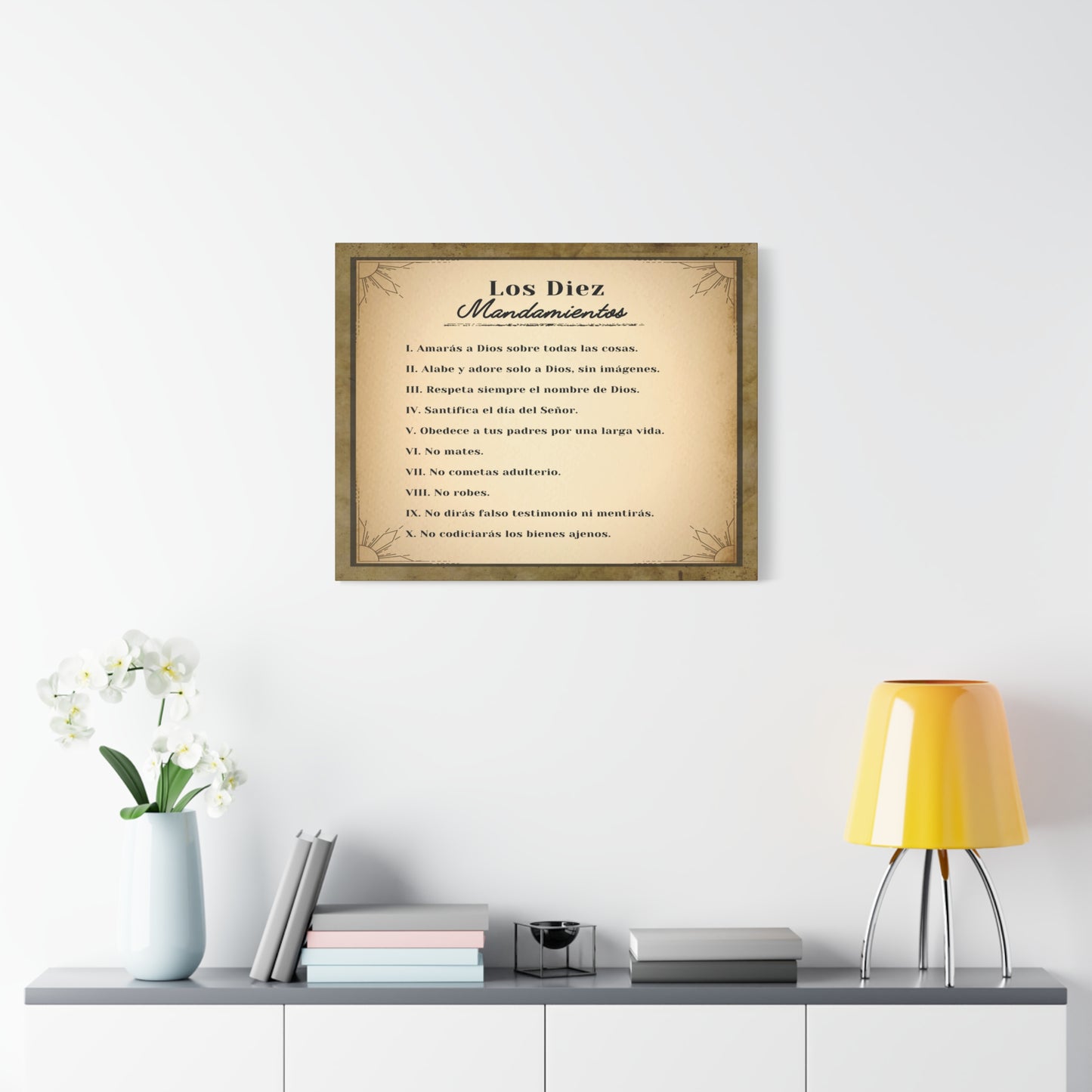 Los Diez Mandamientos 10 Commandments Spanish Christian Wall Art Print Ready to Hang