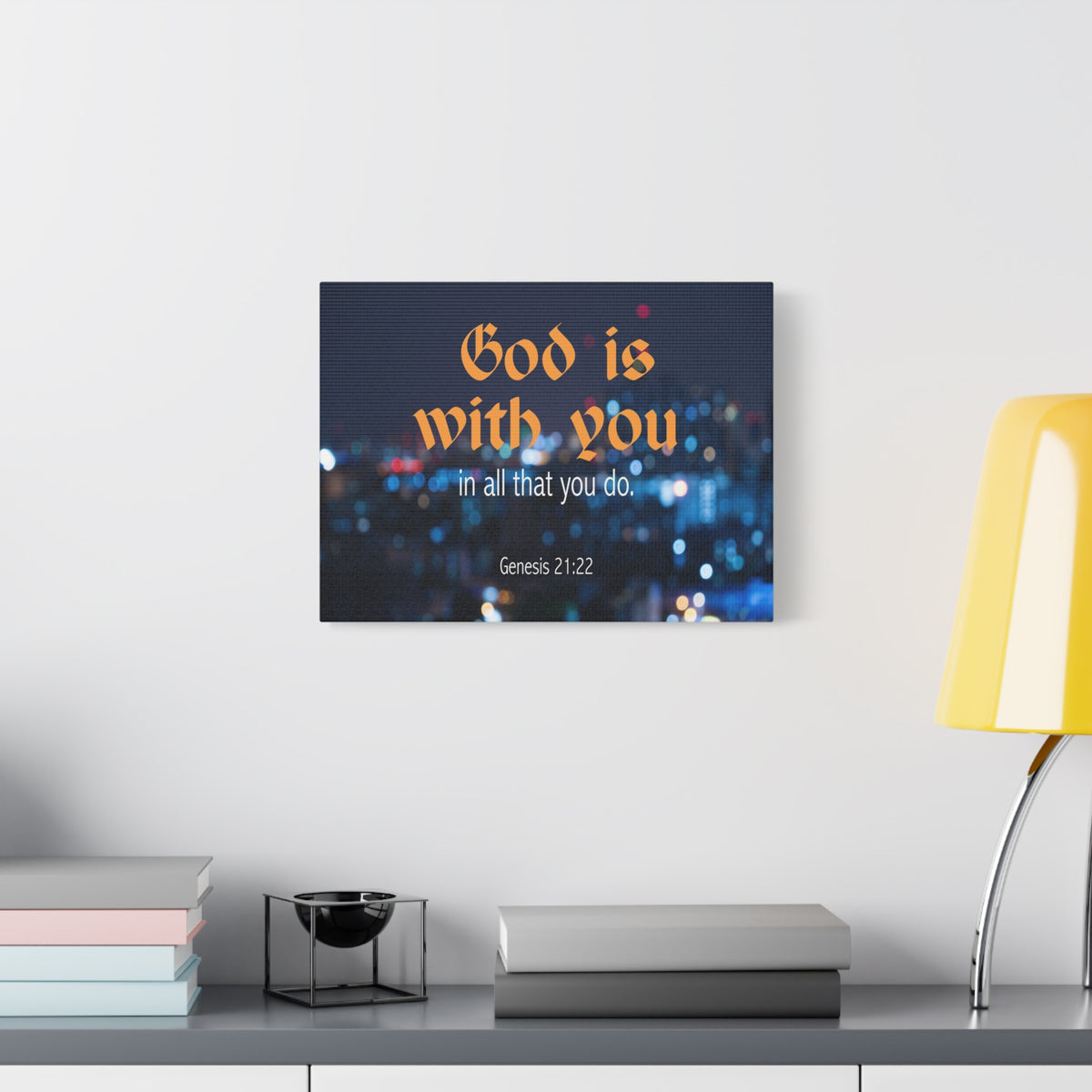 Scripture Canvas God is With You Genesis 21:22 Christian Wall Art Bible Verse Print Ready to Hang