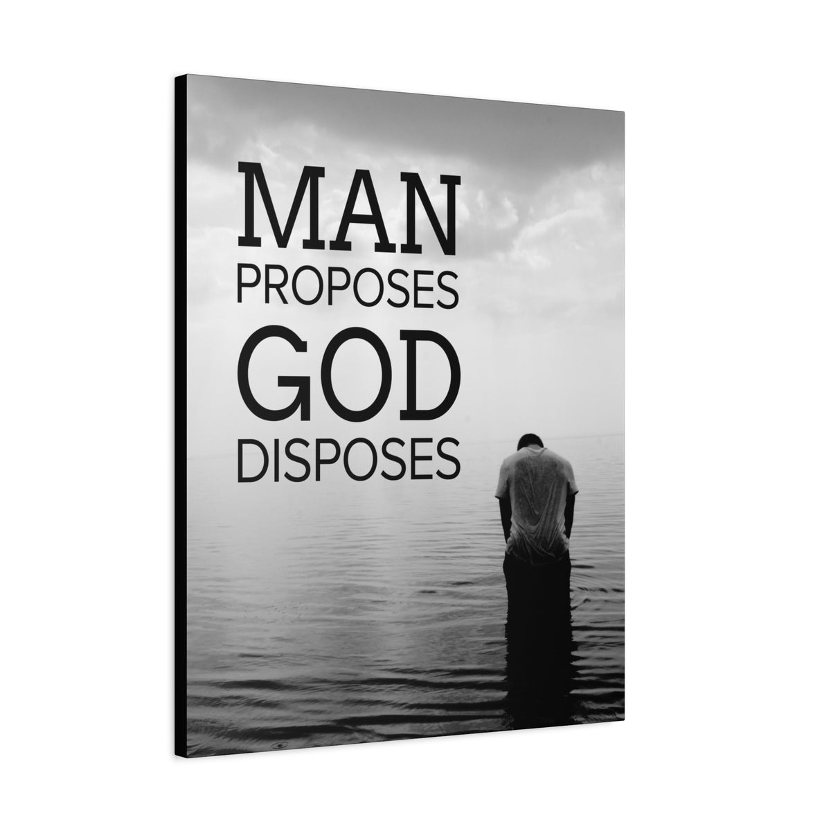 Scripture Canvas Man Proposes God Disposes Proverbs 19:21 Christian Home Décor Ready to Hang Wall Art Scripture