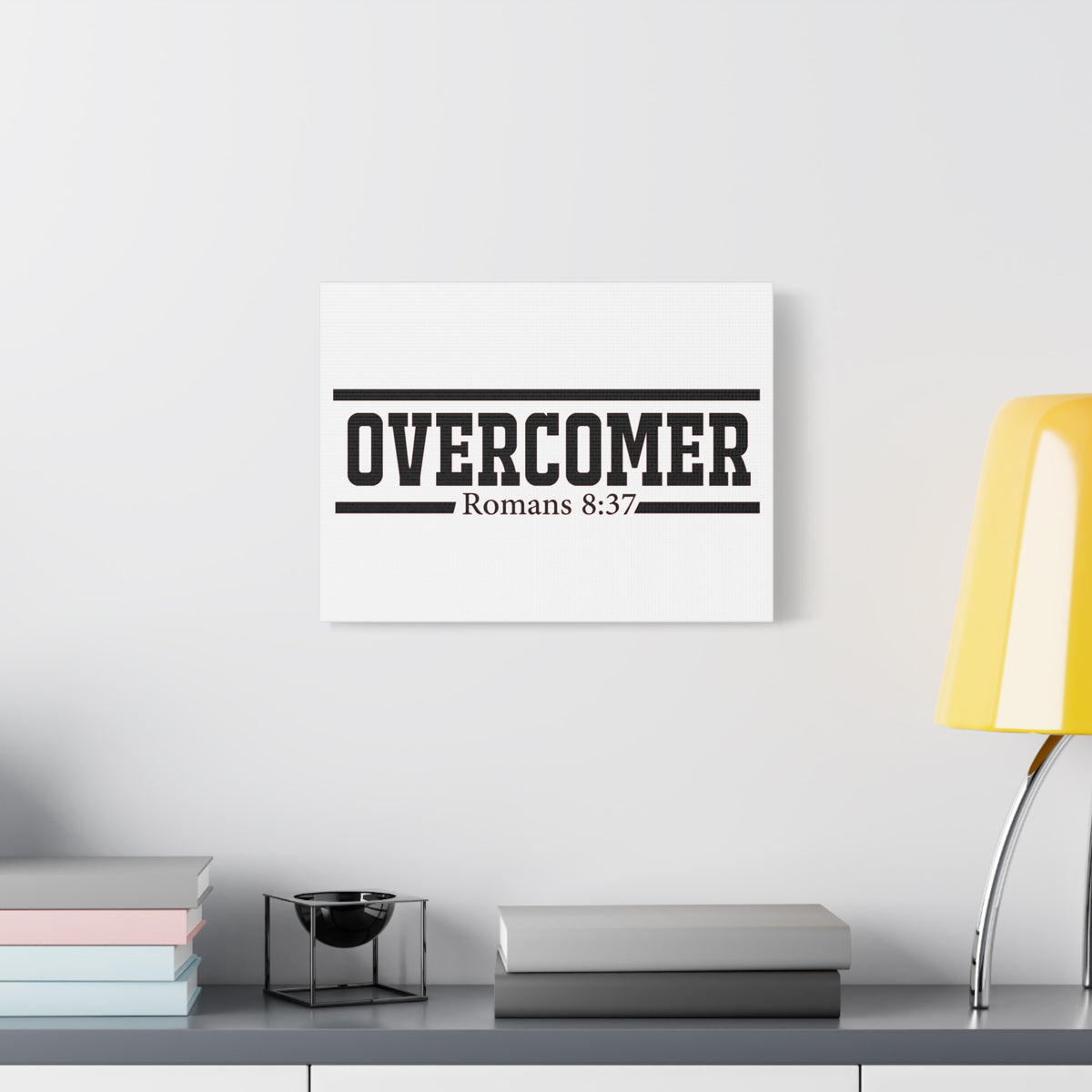Scripture Canvas Overcomer Romans 8:37 Christian Wall Art Bible Verse Print Ready to Hang