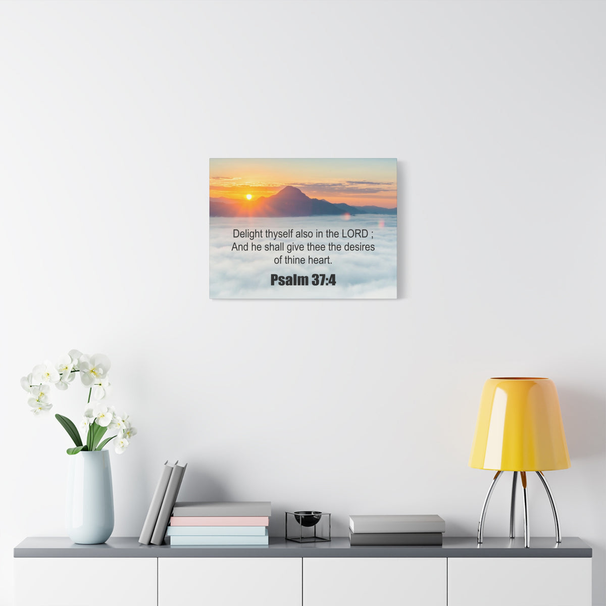 Scripture Canvas Delight Thyself Psalm 37:4 Christian Wall Art Bible Verse Print Ready to Hang