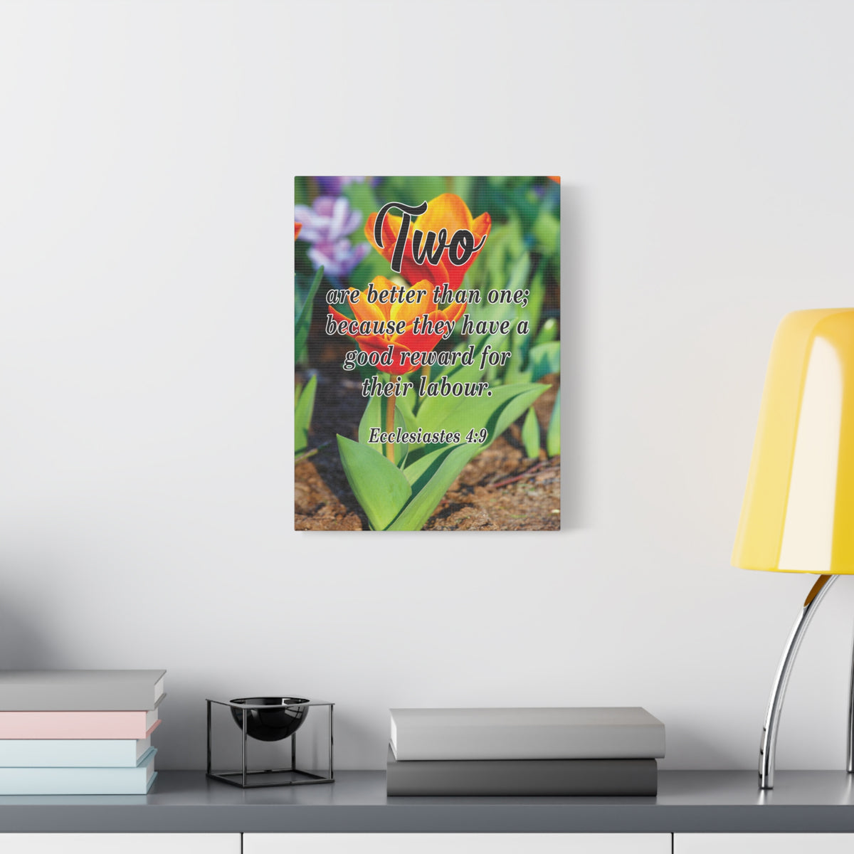 Scripture Canvas Two Are Better Than One Ecclesiastes 4:9 Christian Wall Art Bible Verse Print Ready to Hang