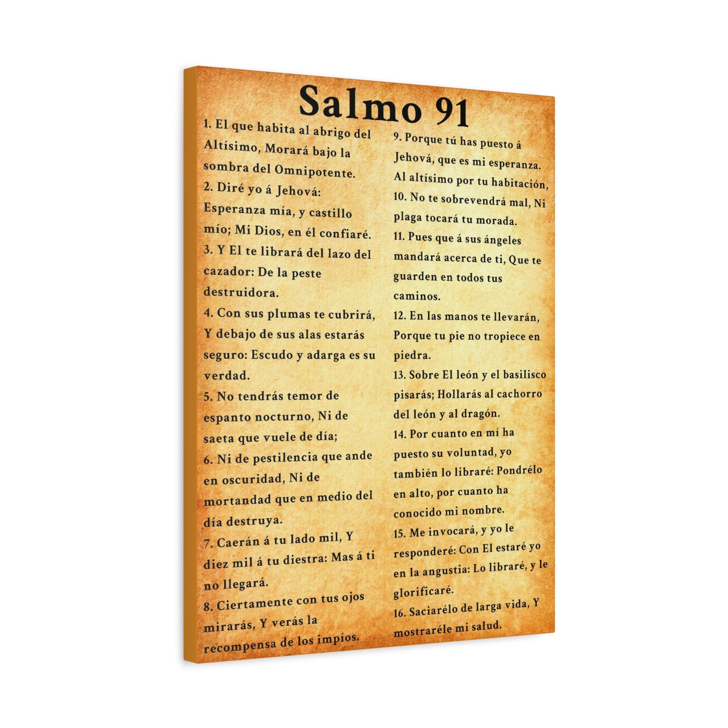 Scripture Walls Salmo 91 Psalm 91 Spanish Gold Bible Verse Canvas Christian Wall Art Ready to Hang Unframed