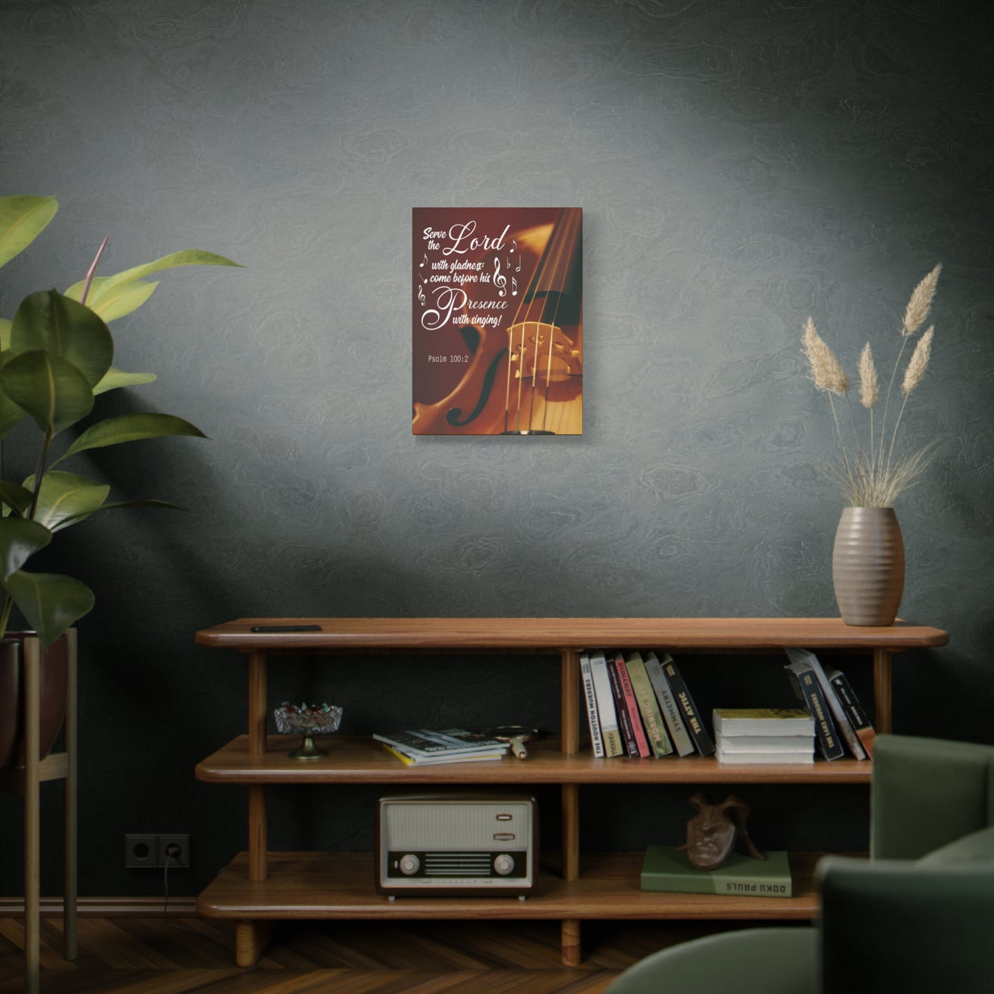Scripture Canvas Serve the Lord With Gladness Psalm 100:2 Christian Wall Art Bible Verse Print Ready to Hang