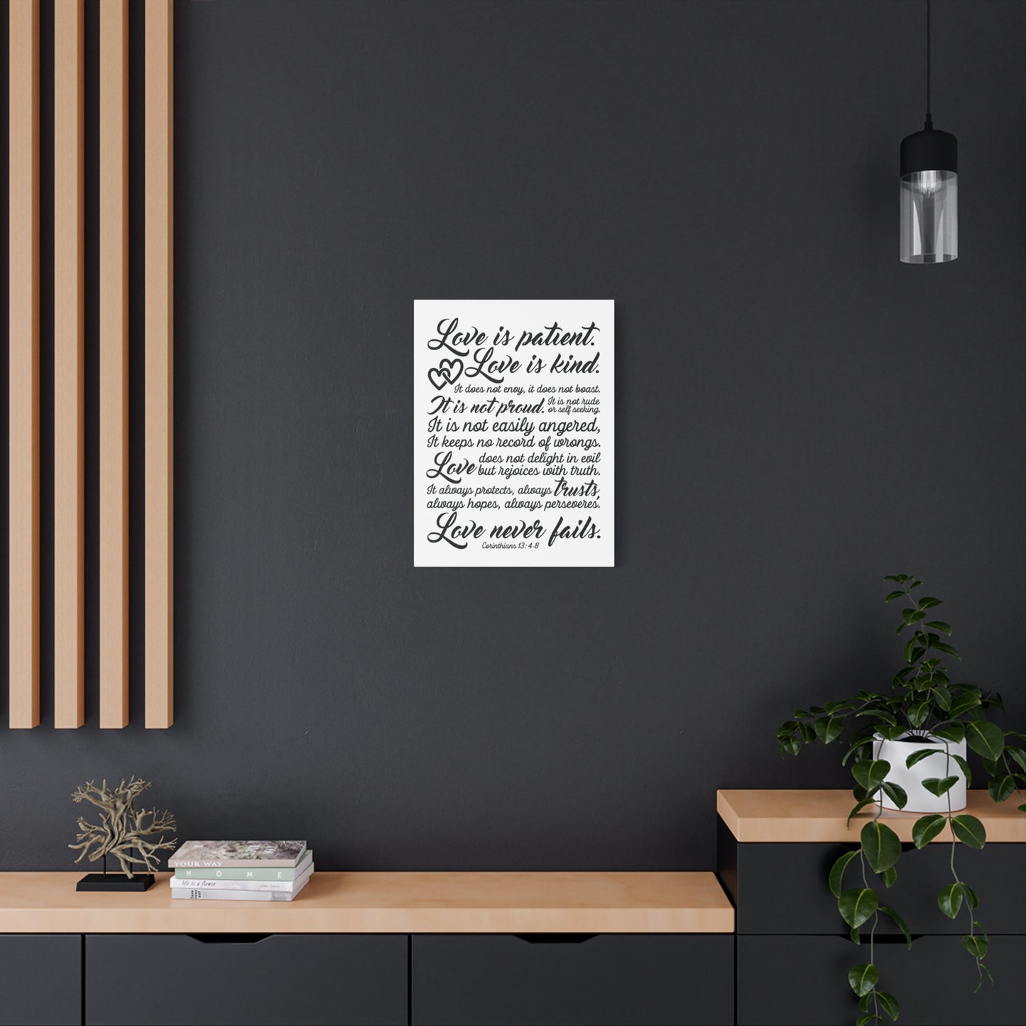 Scripture Canvas Love Is Patient Corinthians 13:4-8 Christian Wall Art Bible Verse Print Ready to Hang