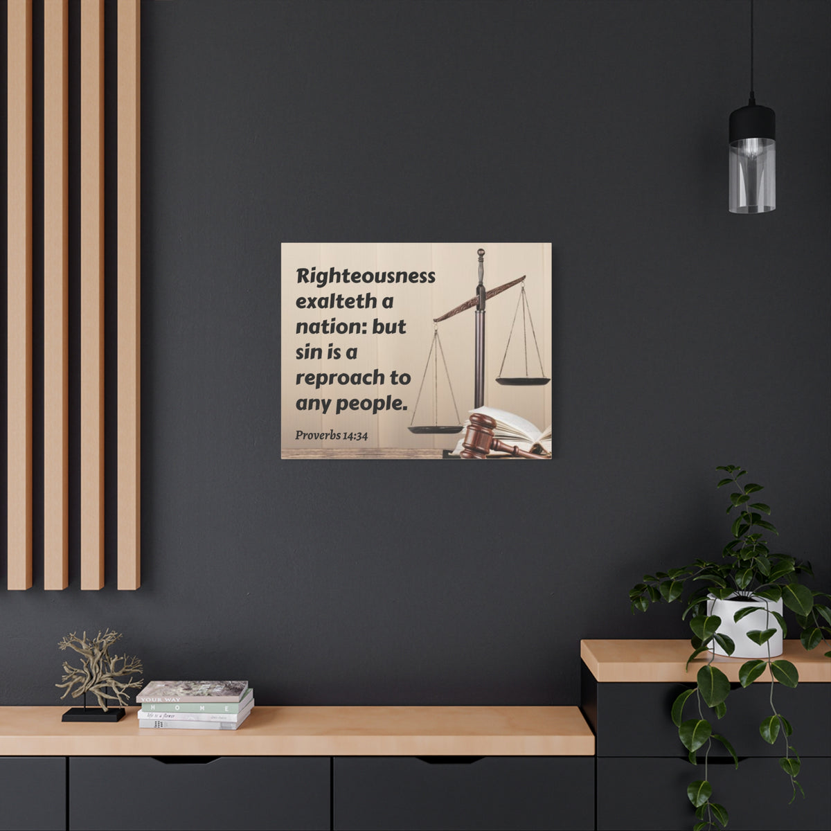 Scripture Canvas Righteousness Proverbs 14:34 Christian Wall Art Bible Verse Print Ready to Hang