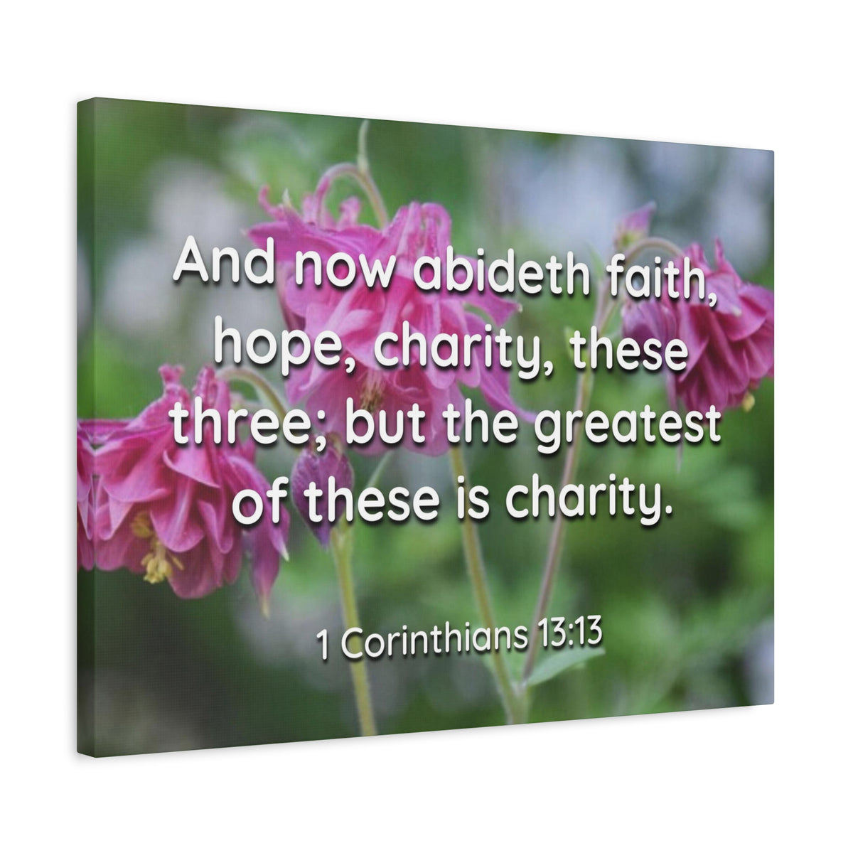 Scripture Canvas Abideth Faith, Hope, Charity 1 Corinthians 13:13 Christian Wall Art Bible Verse Print Ready to Hang