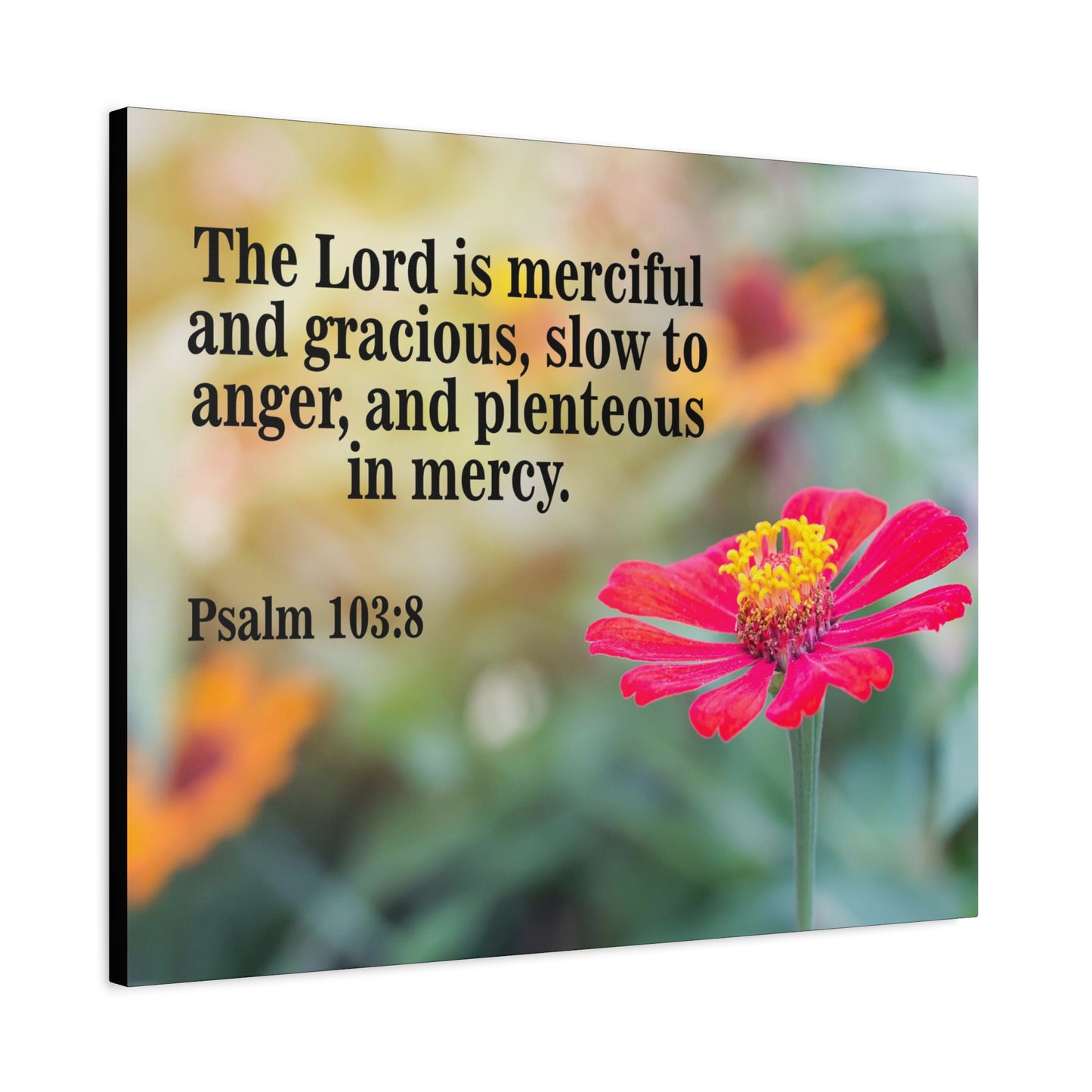 Scripture Canvas The Lord is Merciful and Gracious Psalm 103:8 Christian Wall Art Bible Verse Print Ready to Hang