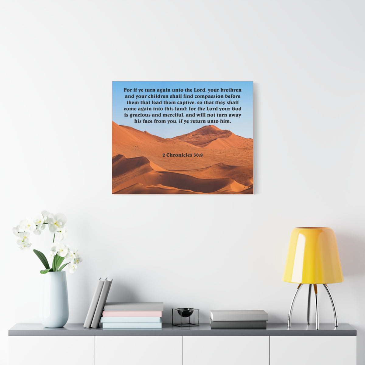 Scripture Canvas God is Gracious and Merciful 2 Chronicles 30:9 Christian Wall Art Bible Verse Print Ready to Hang