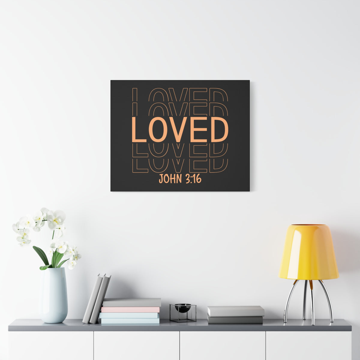 Scripture Canvas Loved John 3:16 Christian Wall Art Bible Verse Print Ready to Hang