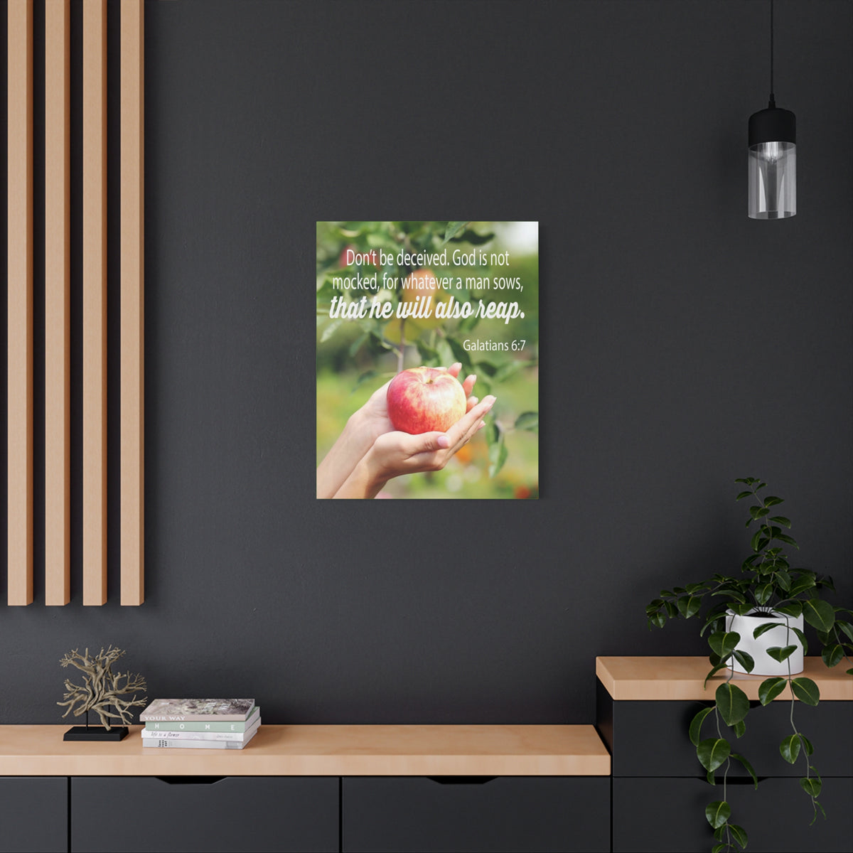 Scripture Canvas Man Reaps What He Sows Galatians 6:7 Christian Wall Art Bible Verse Print Ready to Hang