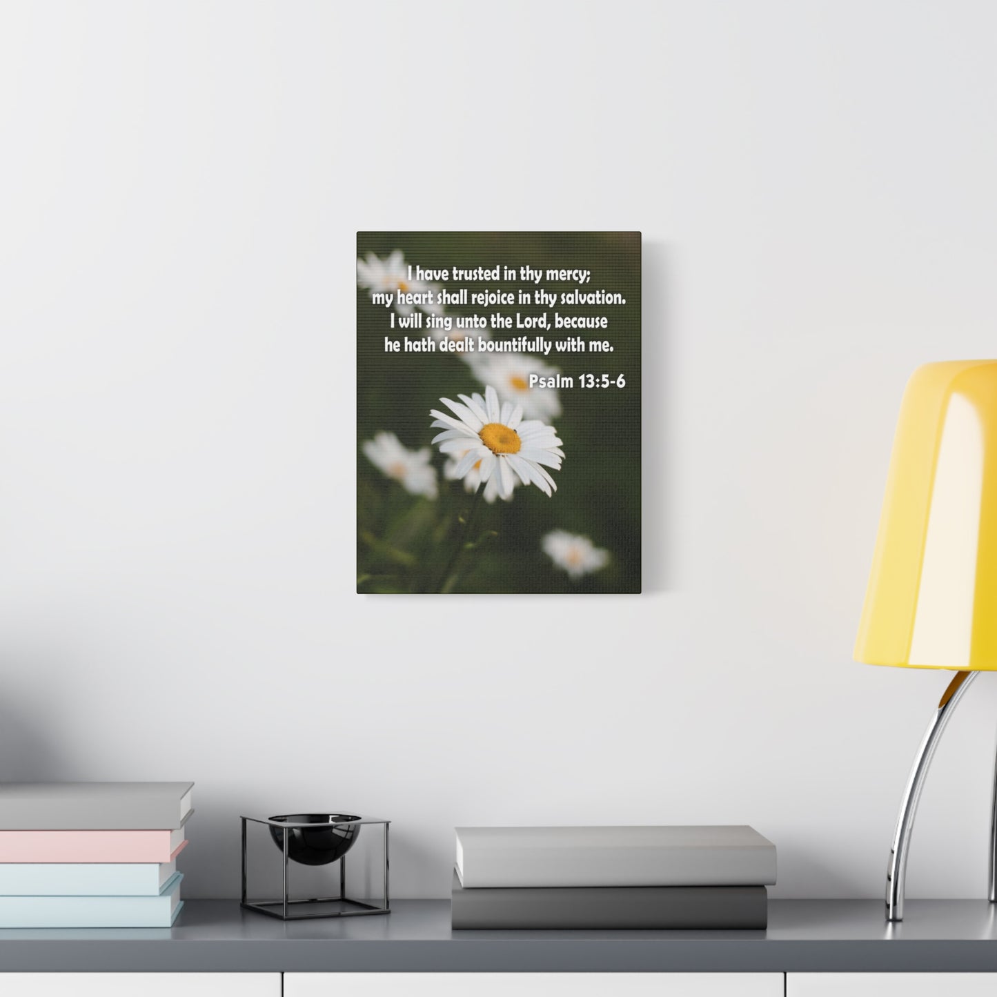 Scripture Canvas Rejoice in Thy Salvation Psalm 13:5-6 Christian Wall Art Bible Verse Print Ready to Hang