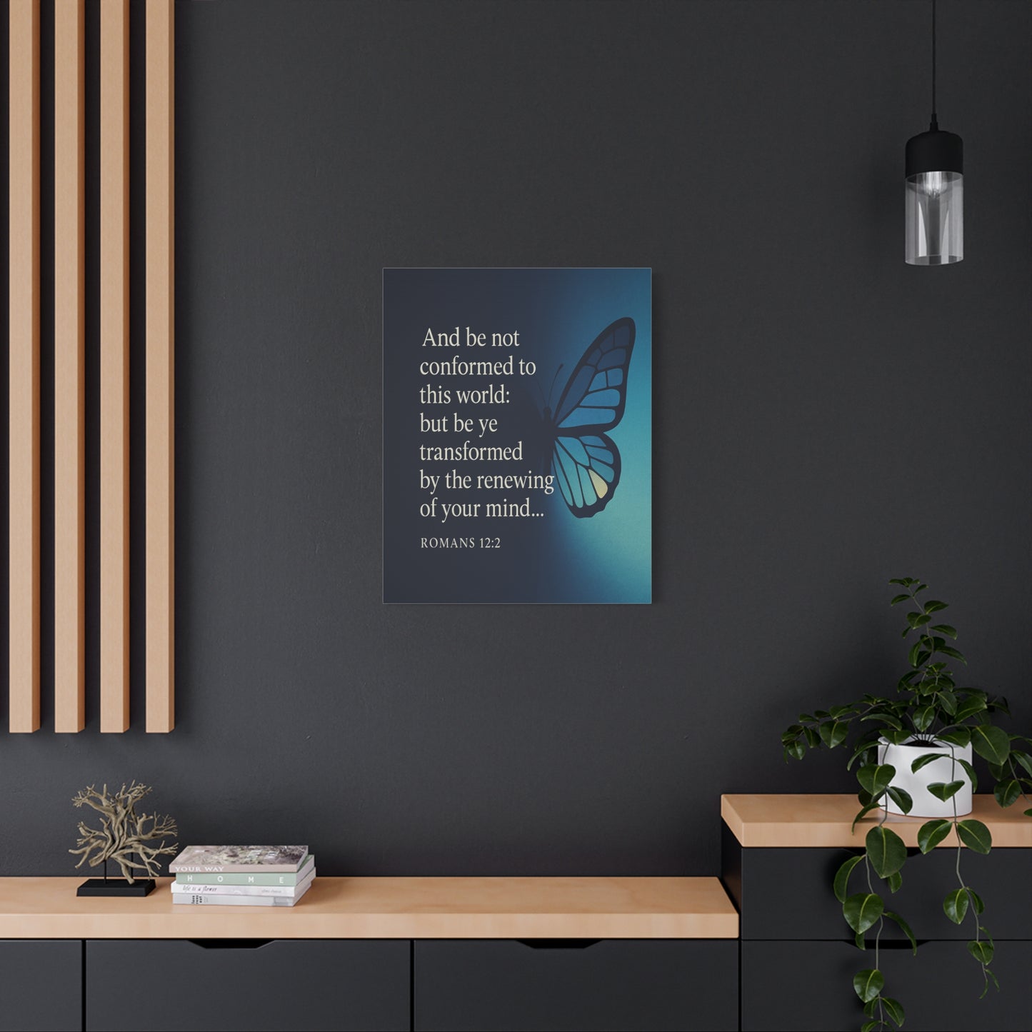 Bible Verse Canvas Romans 12:2 Christian Home Décor Wall Art Scripture Ready to Hang Faith Print