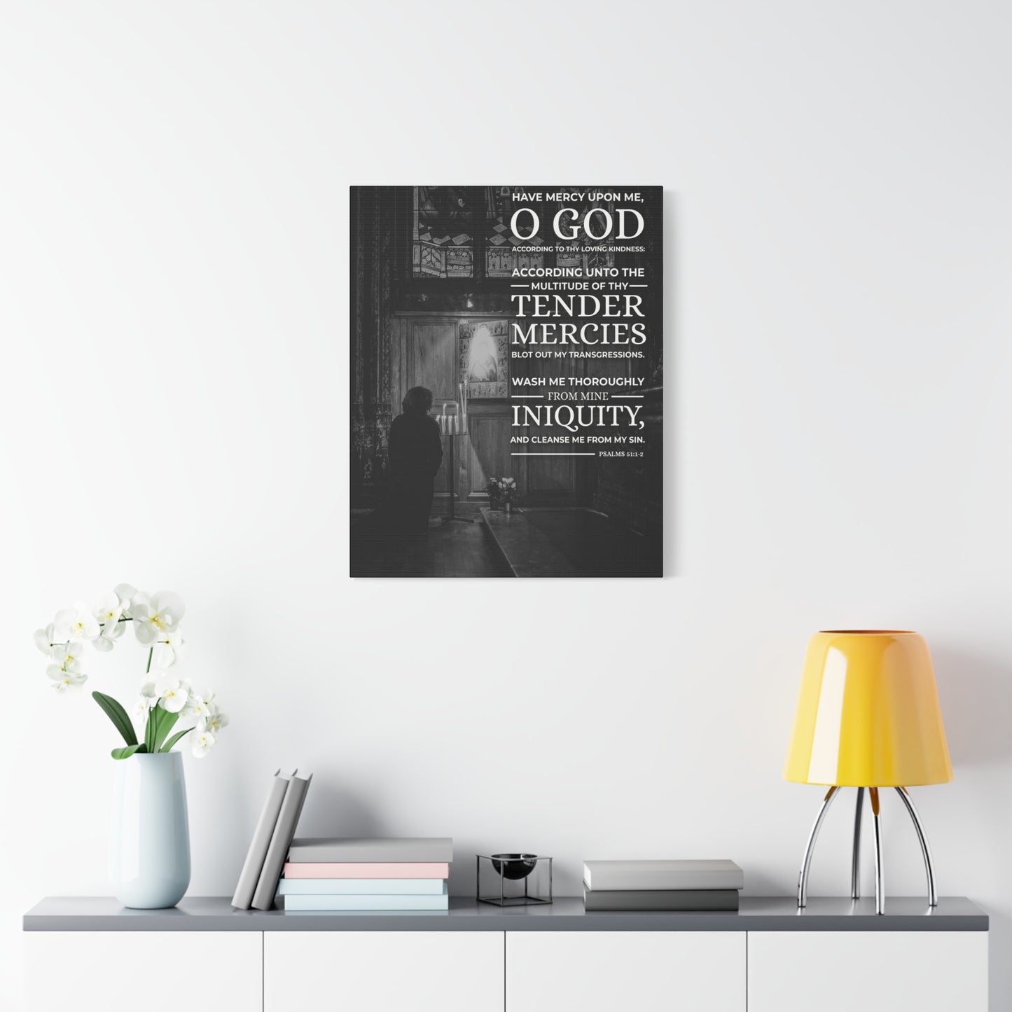 Scripture Canvas Have Mercy Psalms 51:1-2 Christian Wall Art Bible Verse Print Ready to Hang