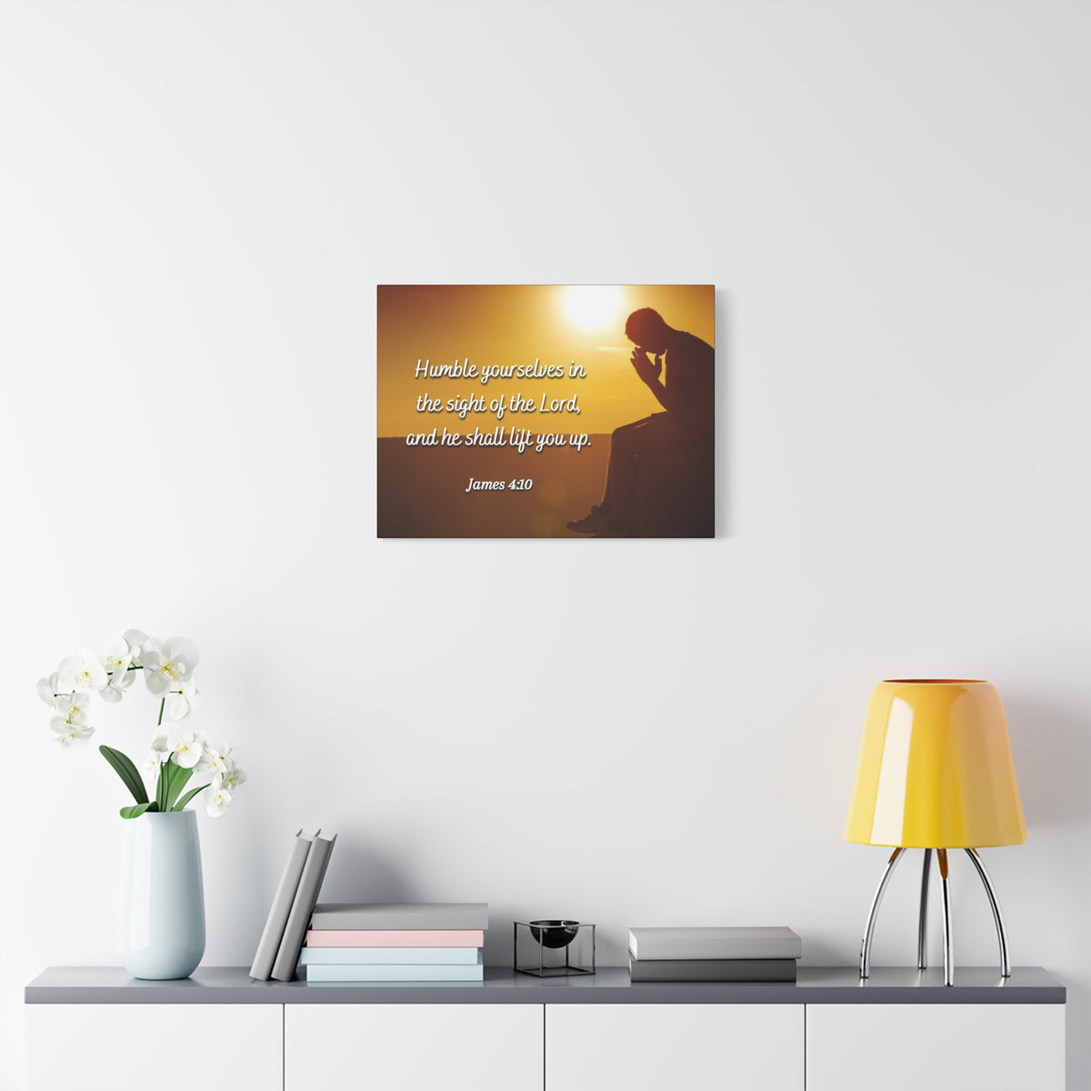Scripture Canvas Humble Yourselves James 4:10 Christian Wall Art Bible Verse Print Ready to Hang