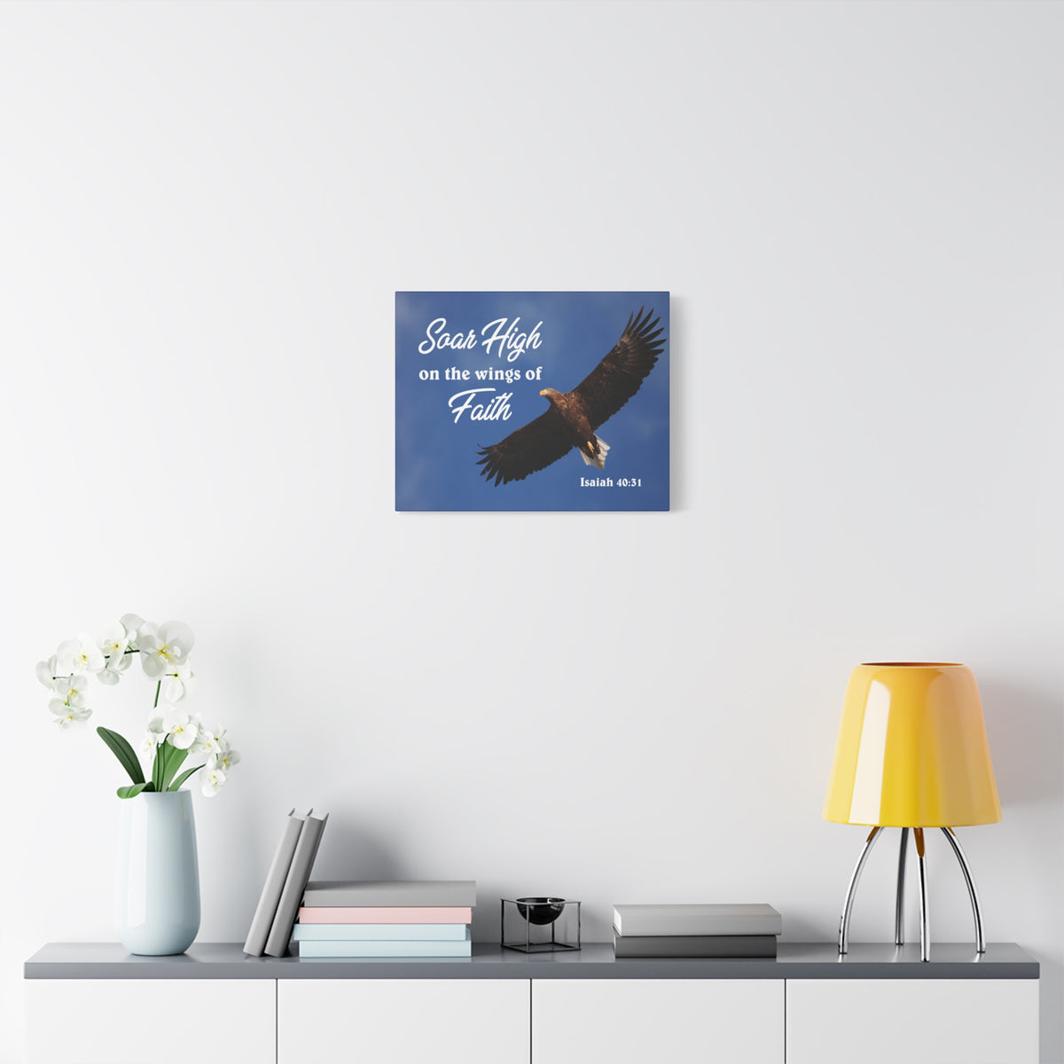 Scripture Canvas Soar High Isaiah 40:31 Christian Wall Art Bible Verse Print Ready to Hang
