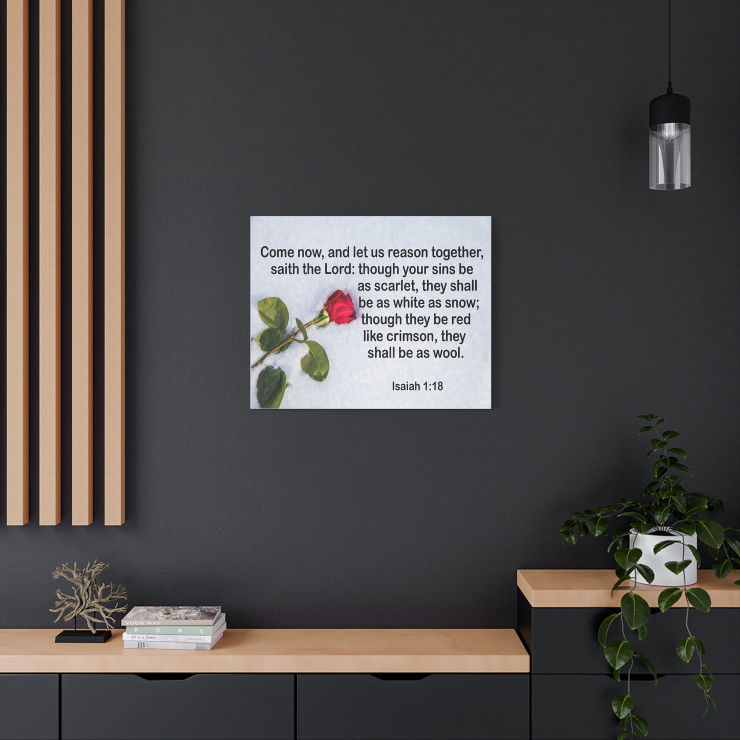 Bible Verse Canvas Come Now Isaiah 1:18 Christian Home Décor Wall Art Scripture Ready to Hang Faith Print