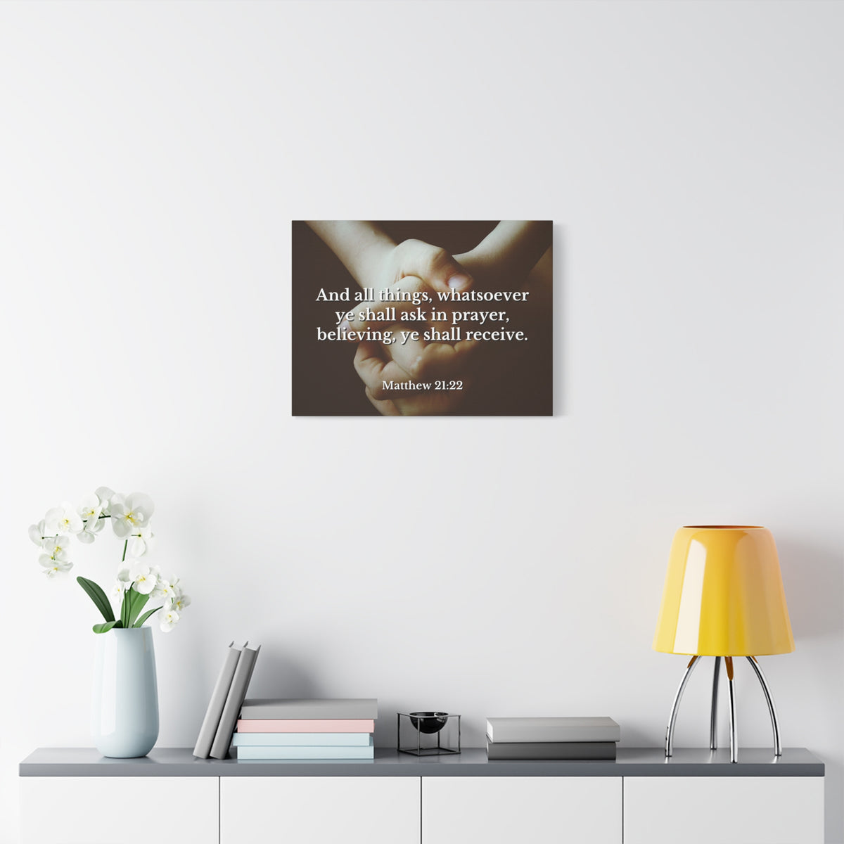 Scripture Canvas Believing Matthew 21:22 Christian Wall Art Bible Verse Print Ready to Hang