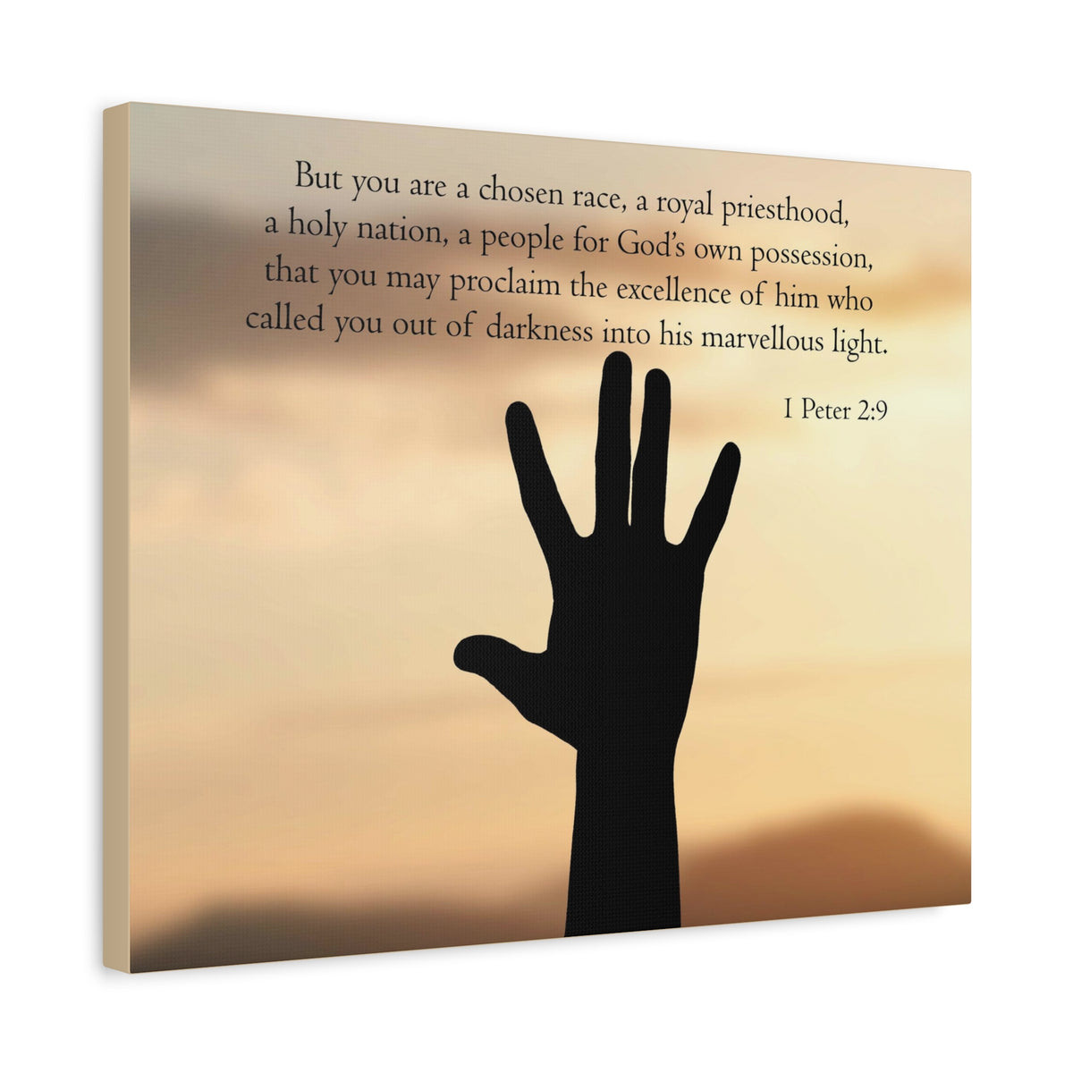 Scripture Canvas Royal Priesthood 1 Peter 2:9 Christian Wall Art Bible Verse Print Ready to Hang
