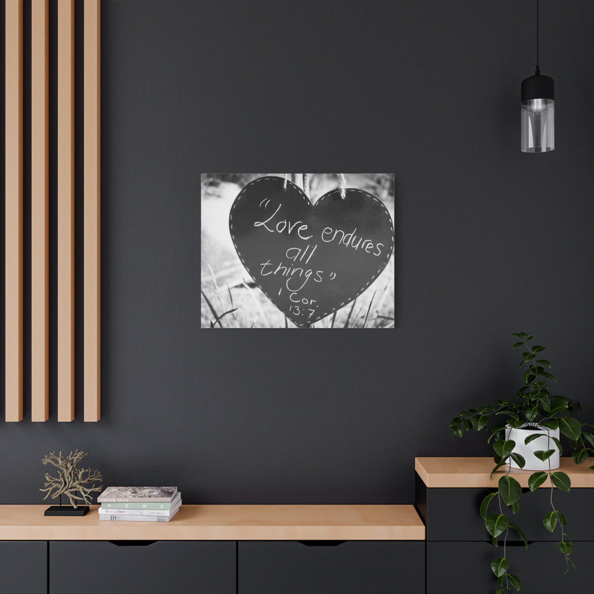 Scripture Canvas Love Endures 1 Cor 13:7 Christian Wall Art Bible Verse Print Ready to Hang
