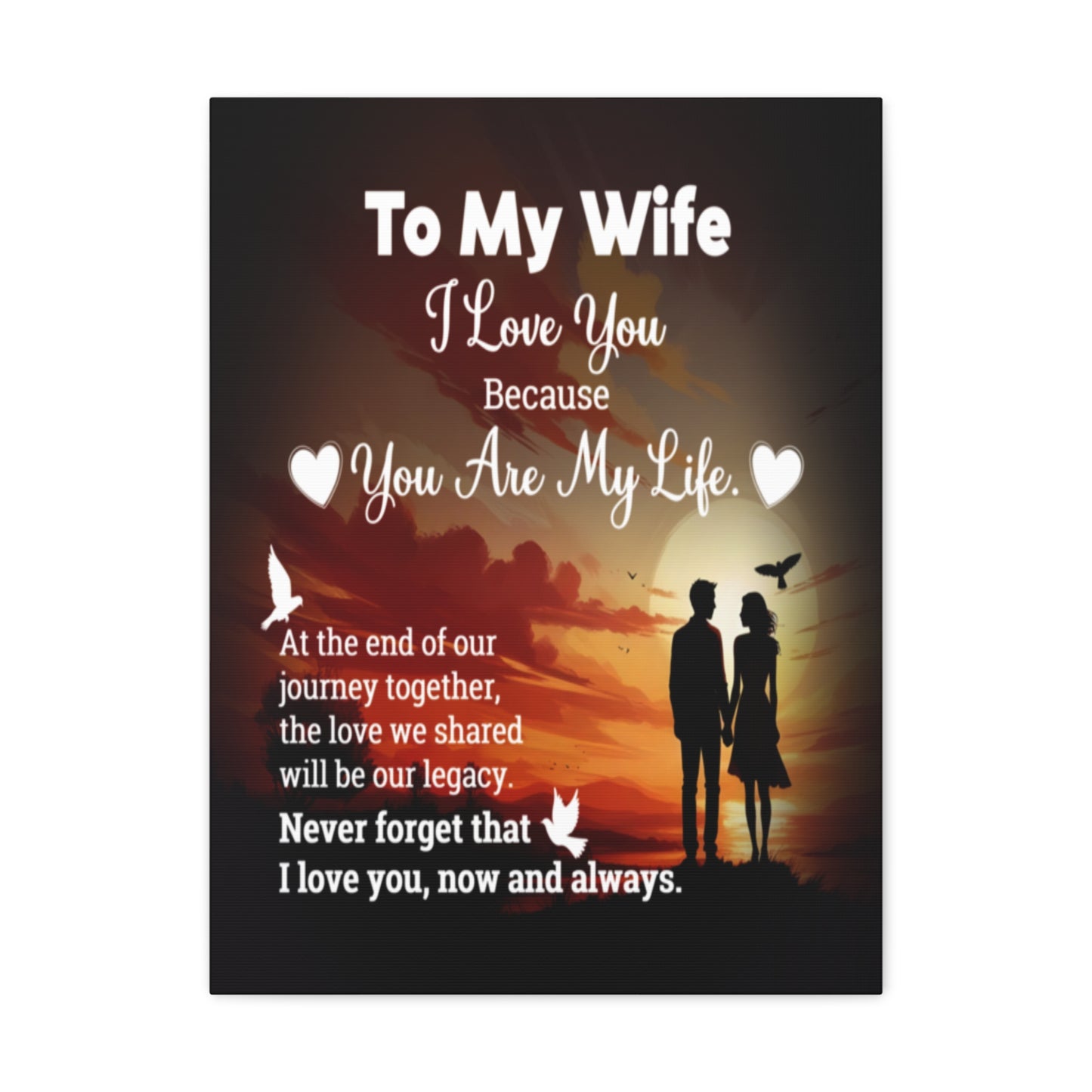 To My Wife Sunset Romance Canvas Wall Art - Heartfelt Gift of Love & Legacy