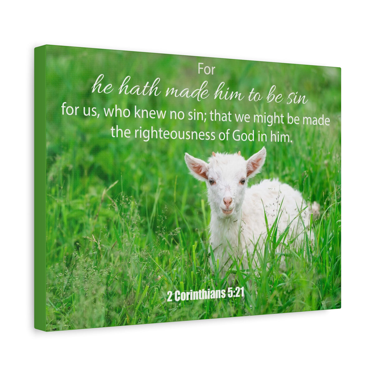 Scripture Canvas God in Him 2 Corinthians 5:21 Christian Wall Art Bible Verse Print Ready to Hang