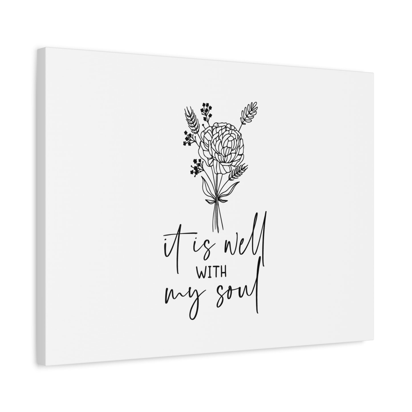 Scripture Canvas It Is Well With My Soul Psalm 42:7 Flower Christian Wall Art Bible Verse Print Ready to Hang
