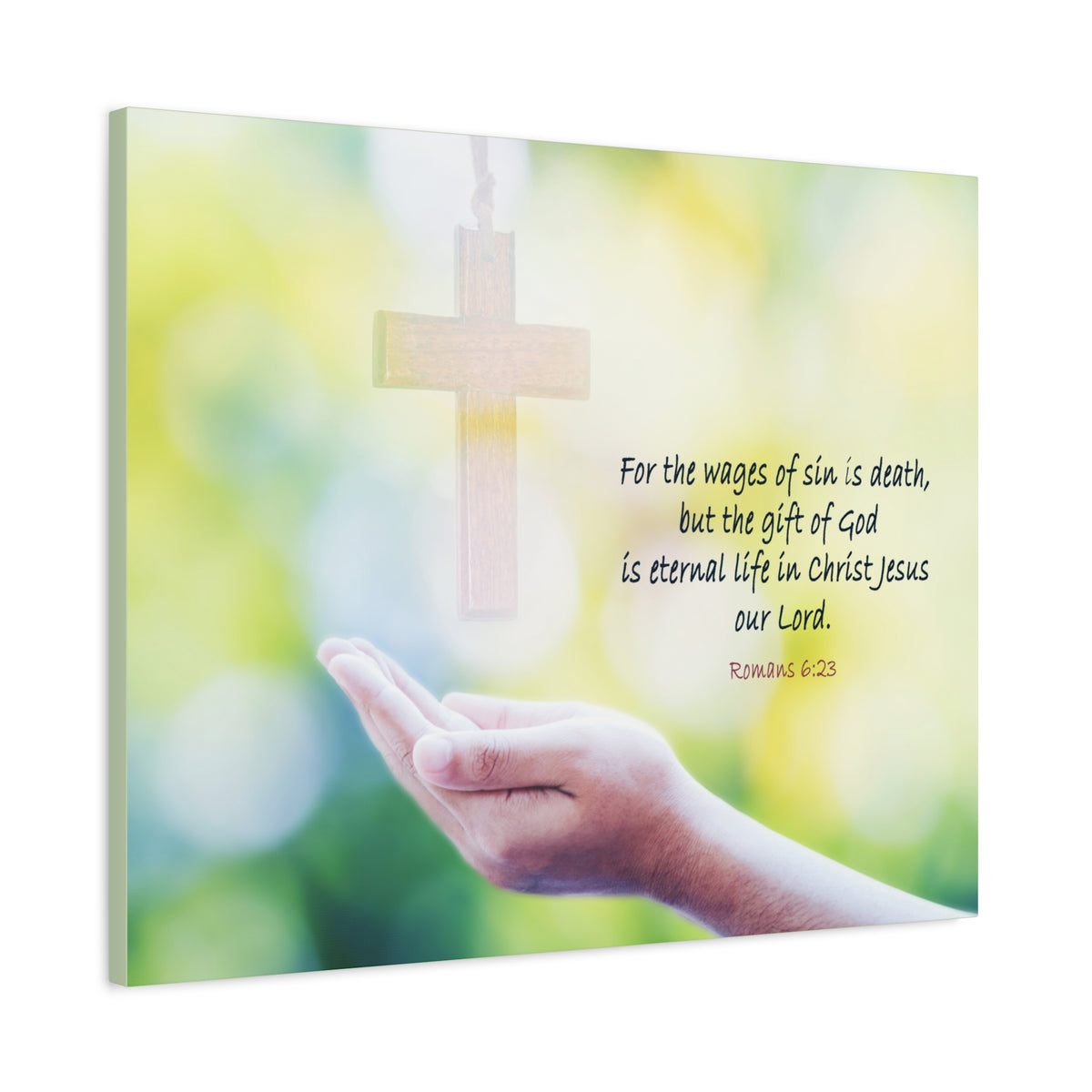 Scripture Canvas Gift Of God Romans 6:23 Christian Wall Art Bible Verse Print Ready to Hang