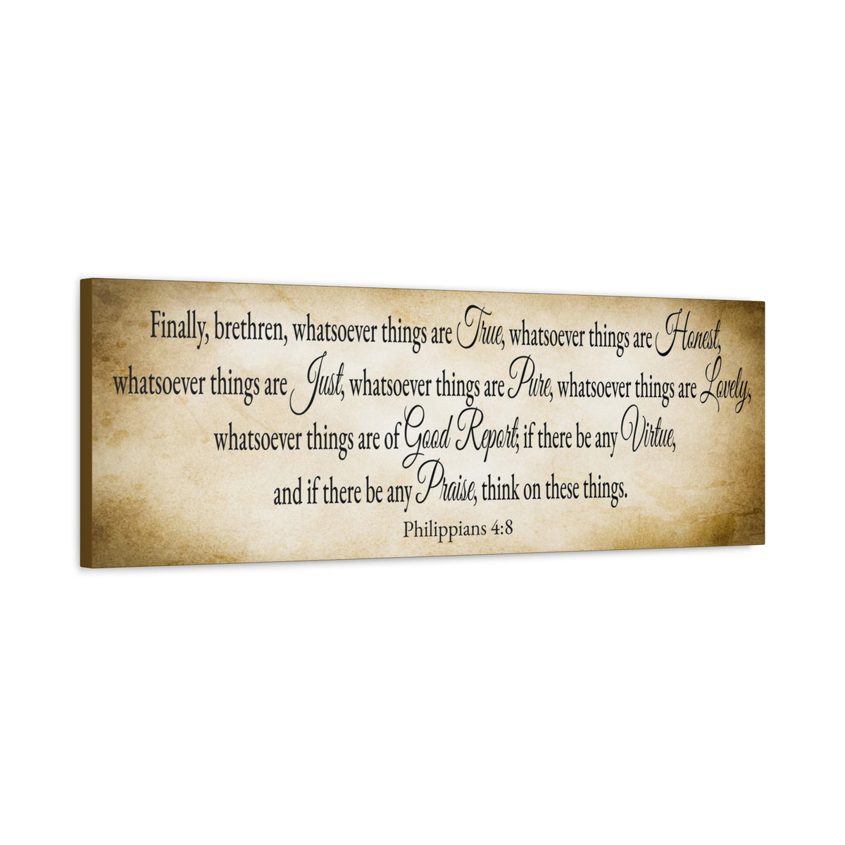 Scripture Walls Seeking Philippians 4:8 Gold Bible Verse Canvas Christian Wall Art Ready to Hang Unframed