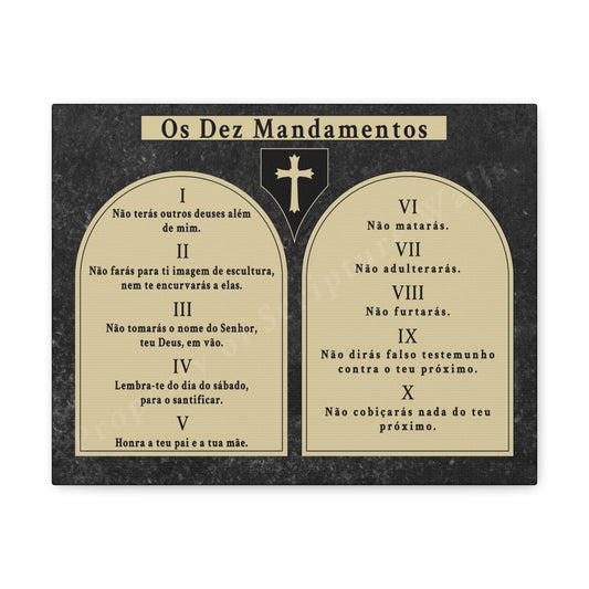 Scripture Walls 10 Commandments Portuguese Tablets Bible Verse Canvas Christian Wall Art Ready to Hang Unframed