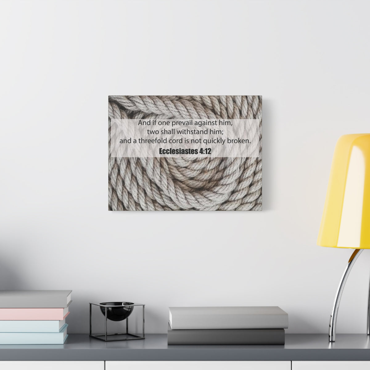 Scripture Canvas Threefold Cord Ecclesiastes 4:12 Christian Wall Art Bible Verse Print Ready to Hang