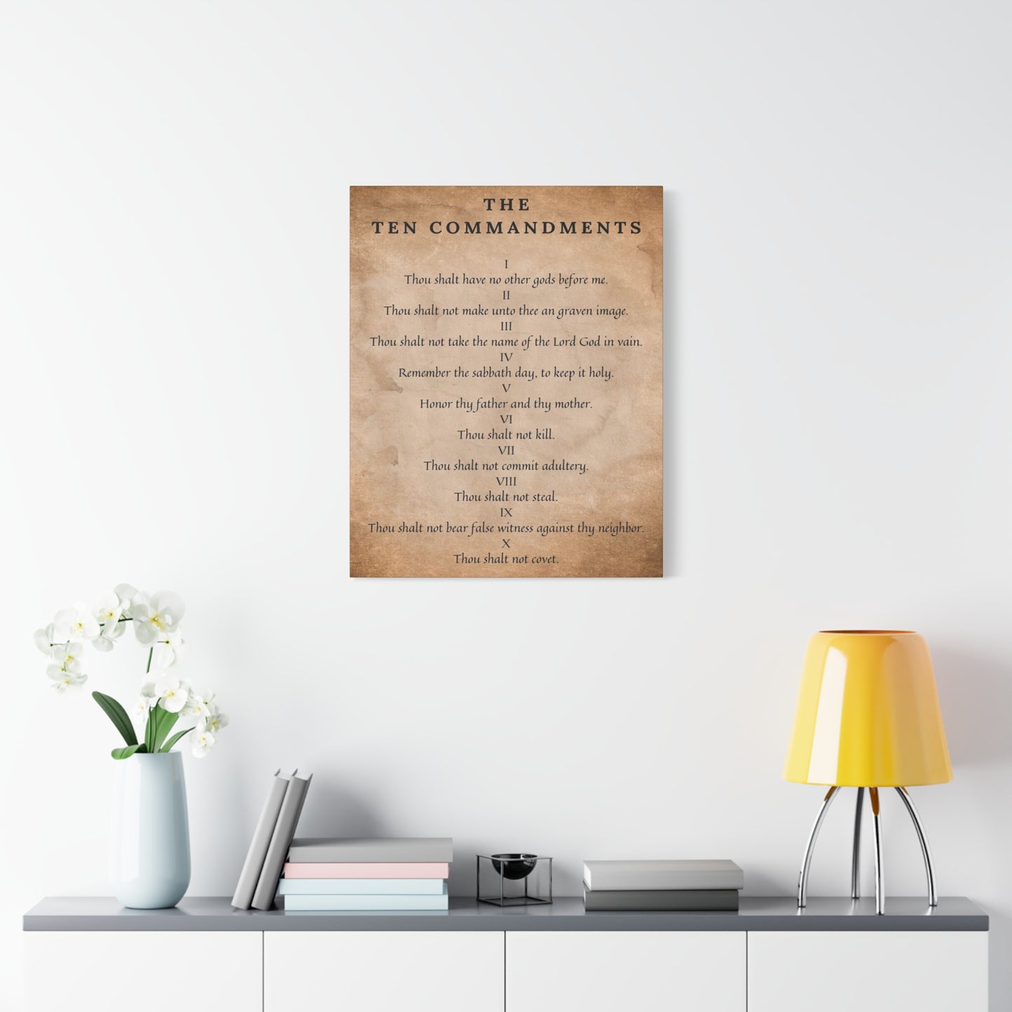 Scripture Canvas 10 Commandments Christian Wall Art Bible Verse Print Ready to Hang