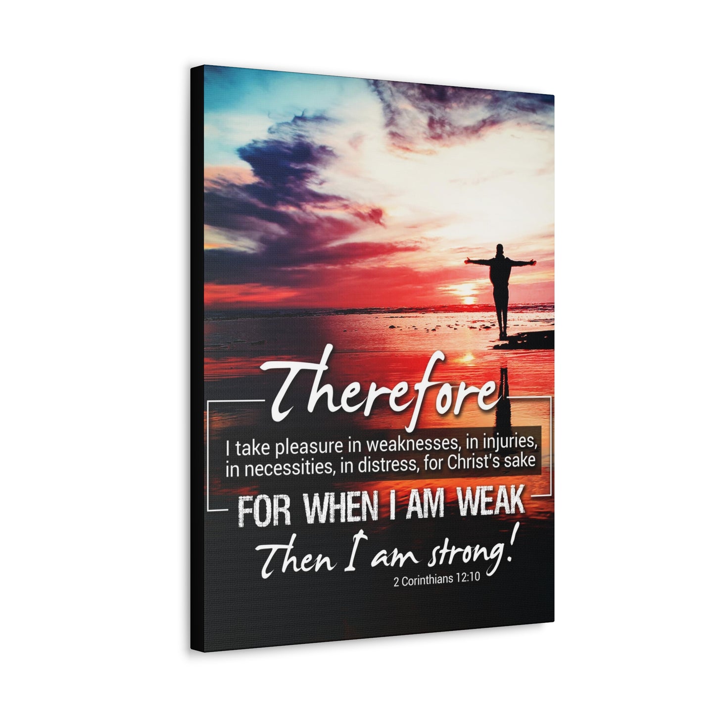 Then I Am Strong 2 Corinthians 12:10 Christian Wall Art Bible Verse Print Ready to Hang