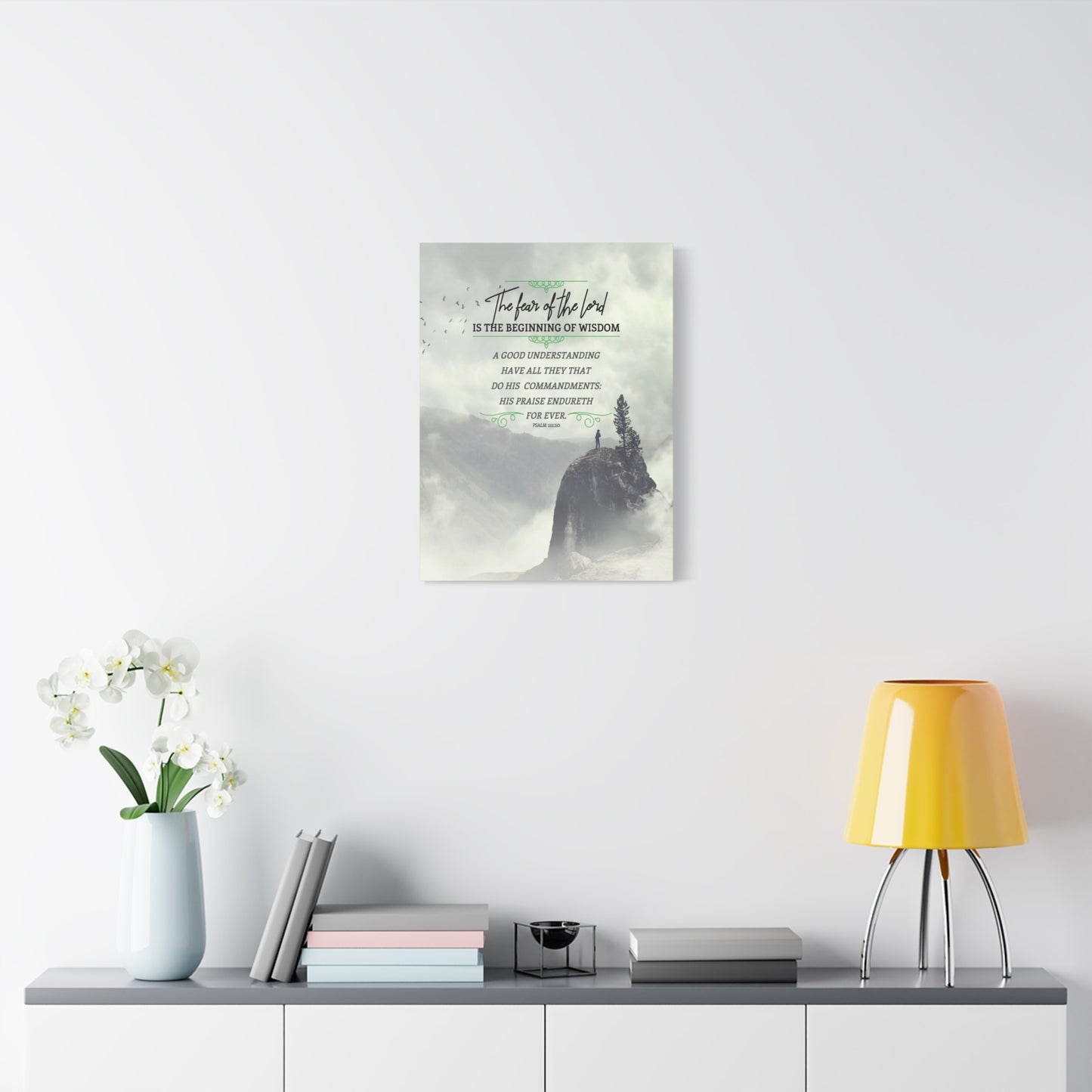 Scripture Canvas The Fear of The Lord Psalm 111:10 Christian Wall Art Bible Verse Print Ready to Hang