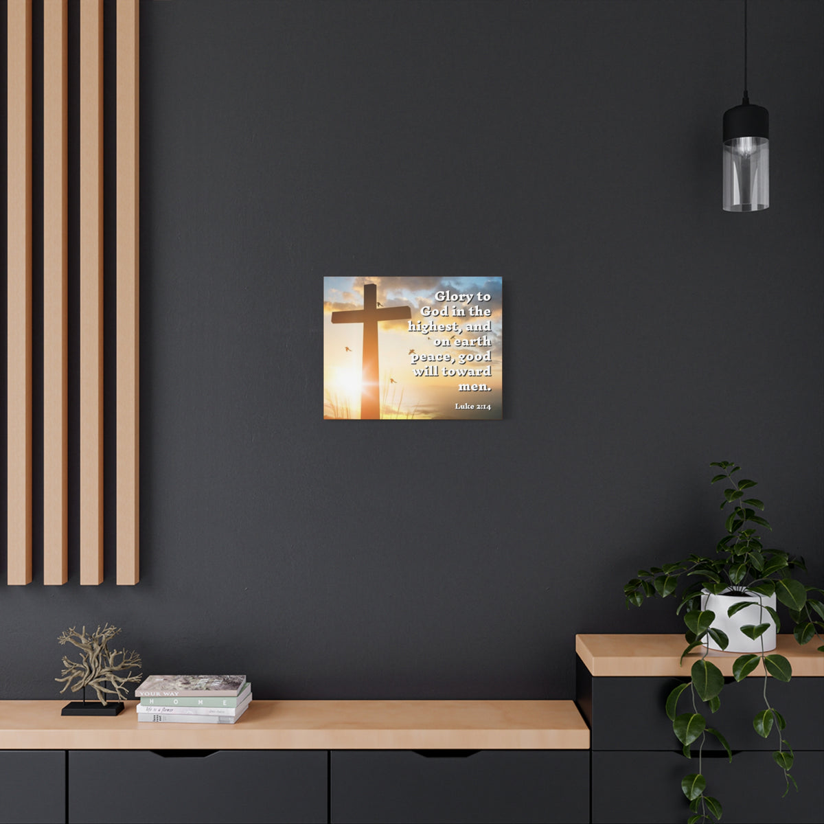 Scripture Canvas Glory To God Luke 2:14 Christian Wall Art Bible Verse Print Ready to Hang