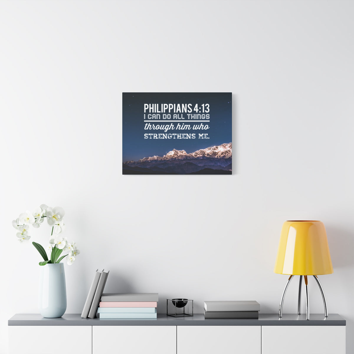 Scripture Canvas Strengthens Philippians 4:13 Blue Sky Christian Wall Art Bible Verse Print Ready to Hang