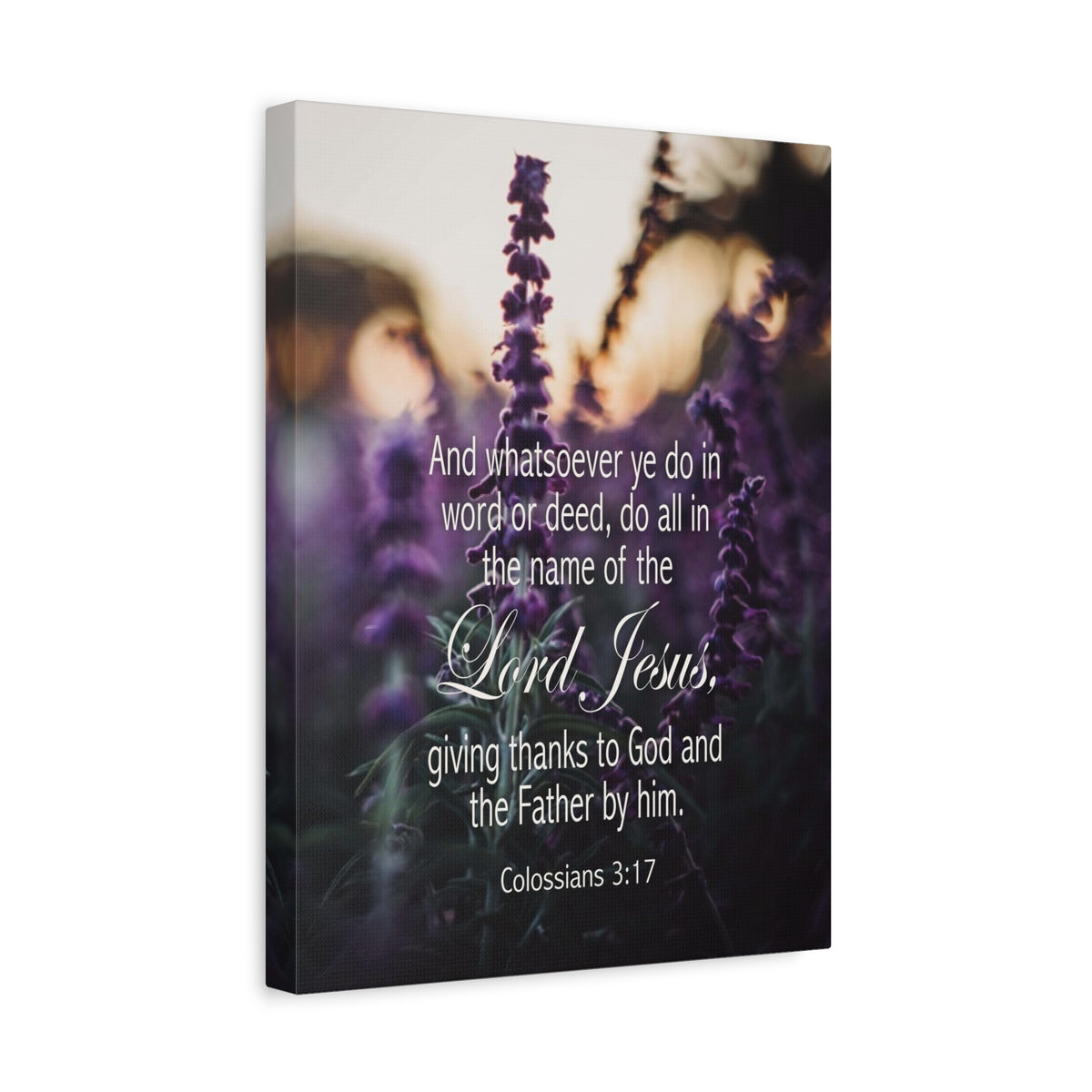 Scripture Canvas Giving Thanks to God Colossians 3:17 Christian Wall Art Bible Verse Print Ready to Hang