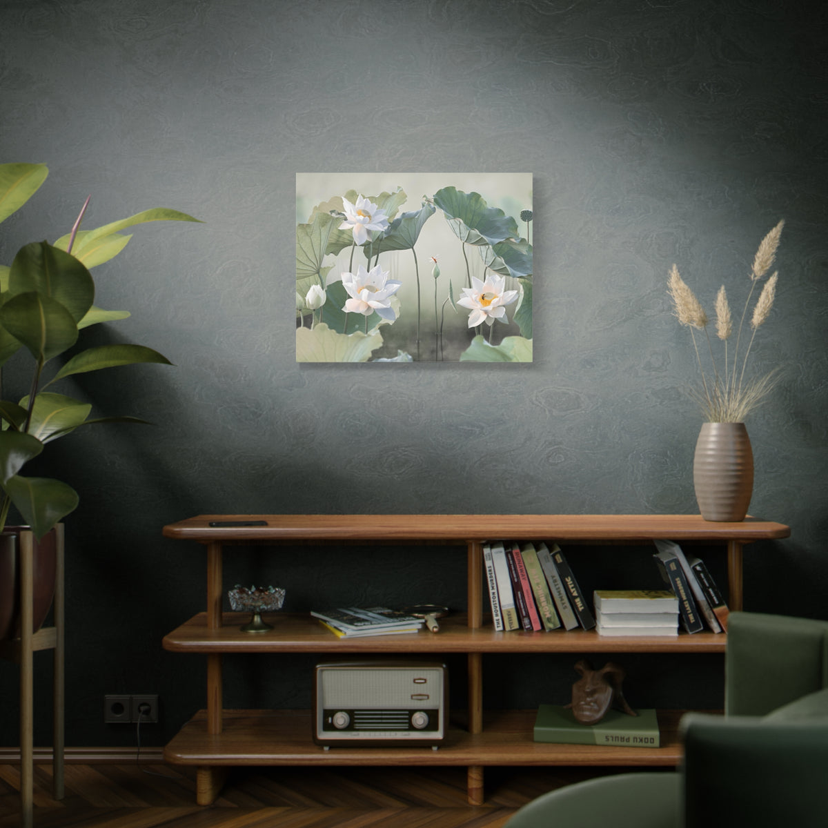 Beautiful White Lotus Flower Canvas Wall Art for Home Decor Ready-to-Hang