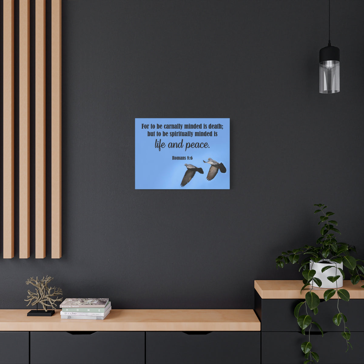 Scripture Canvas Spiritually Minded Romans 8:6 Christian Wall Art Bible Verse Print Ready to Hang