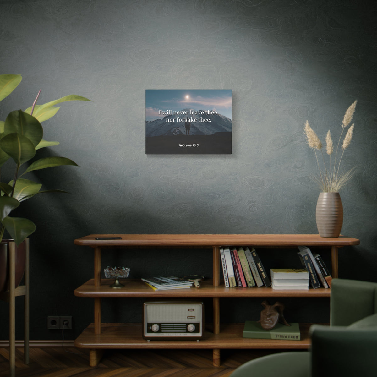 Scripture Canvas Be Content Hebrews 13:5 Christian Wall Art Bible Verse Print Ready to Hang