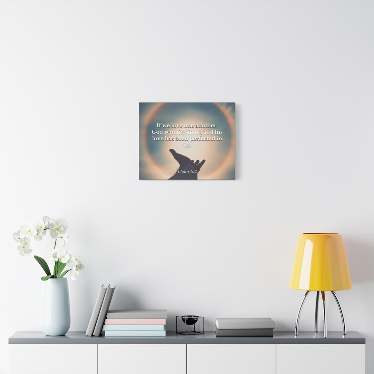 Scripture Canvas Love Is Perfect 1 John 4:12 Christian Wall Art Bible Verse Print Ready to Hang