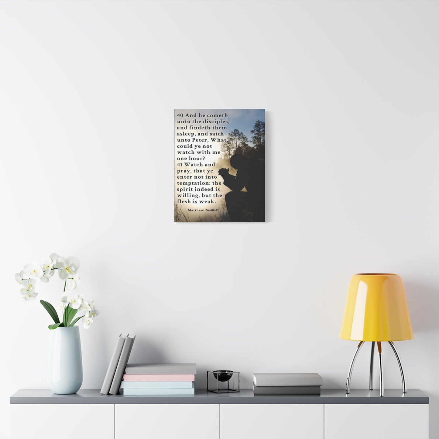 Matthew 26:40-41 Watch and Pray Bible Verse Canvas – Christian Wall Art, Ready to Hang